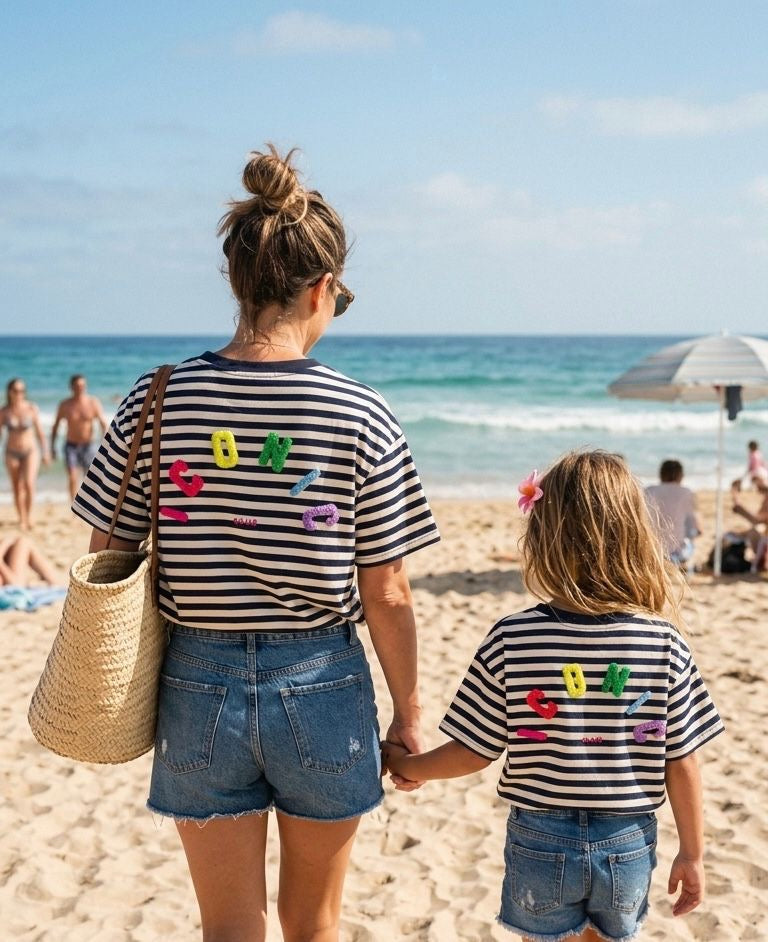 Mère & Fille : T-shirt rayé navy blanc ICONIC