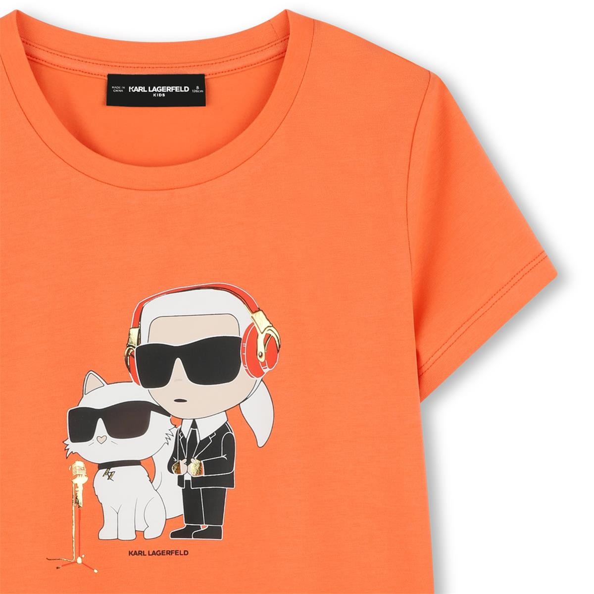 Karl Lagerfeld - T-shirt poppy red & illustration chat et pop Karl
