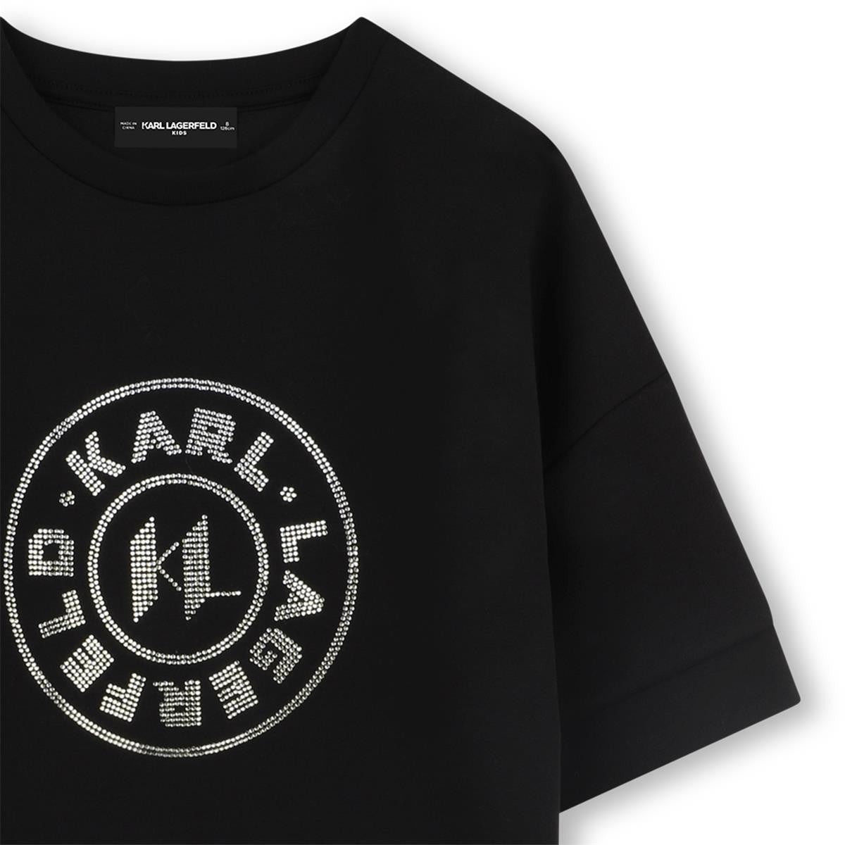 Karl Lagerfeld - Kleid mit Taschen an den Seiten & Strass -Inschrift auf der Vorderseite