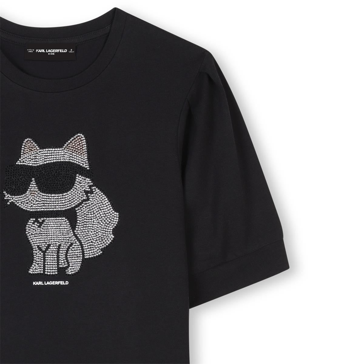 Karl Lagerfeld - Robe noire avec chat en strass