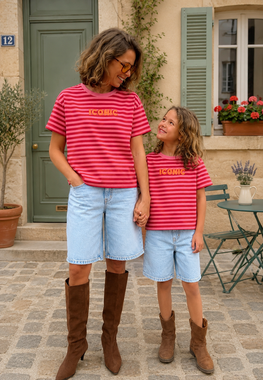 Mère & Fille - T-shirt rayé rouge ICONIC
