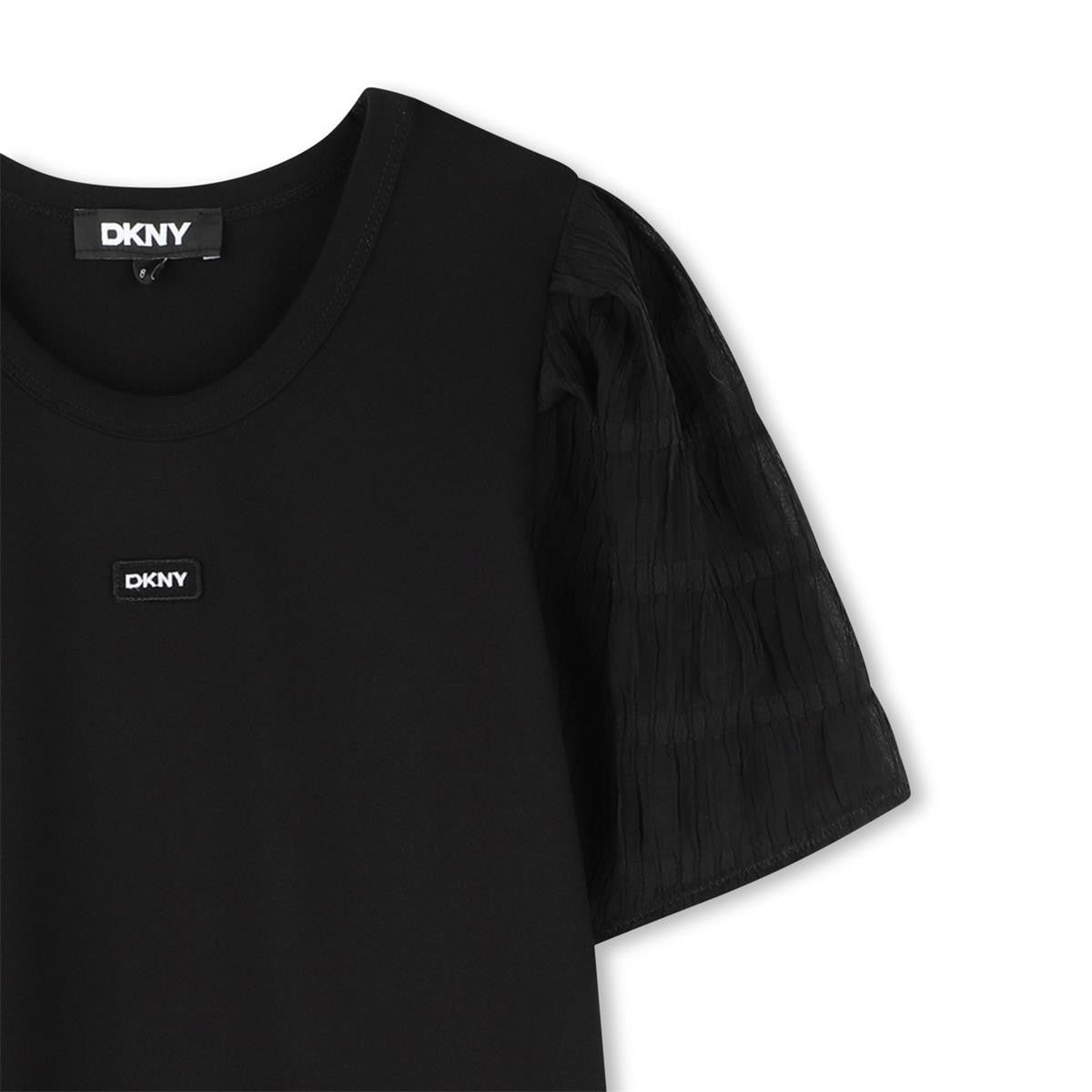 DKNY - Robe noire en milano avec manches en voile