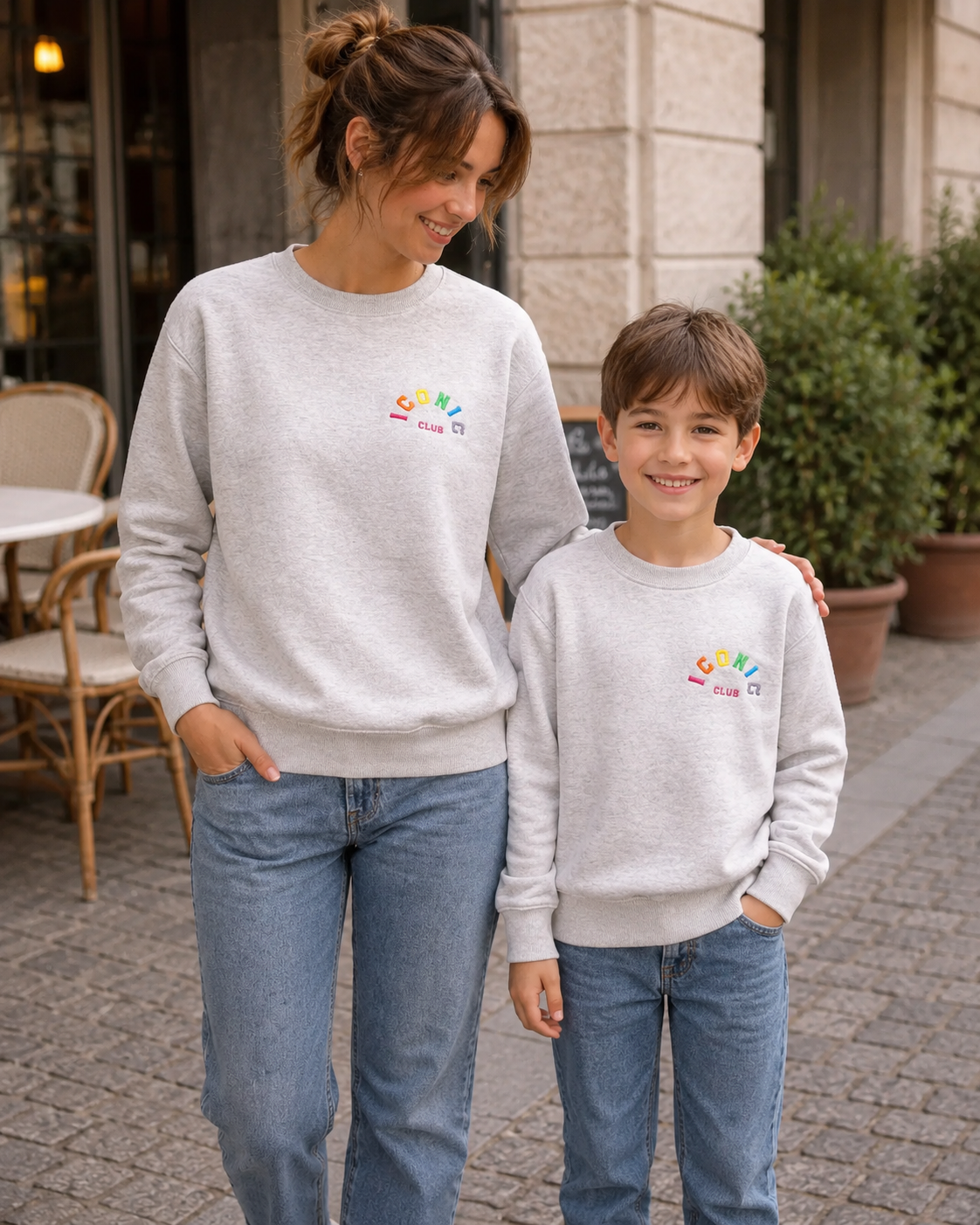 Mère & Fille - Sweat mixte gris ICONIC