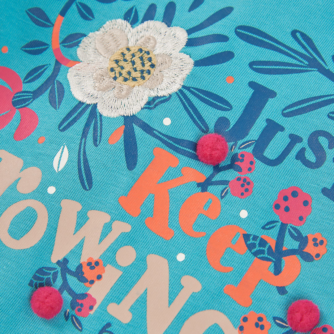 Boboli - T-shirt turquoise FLOWERS