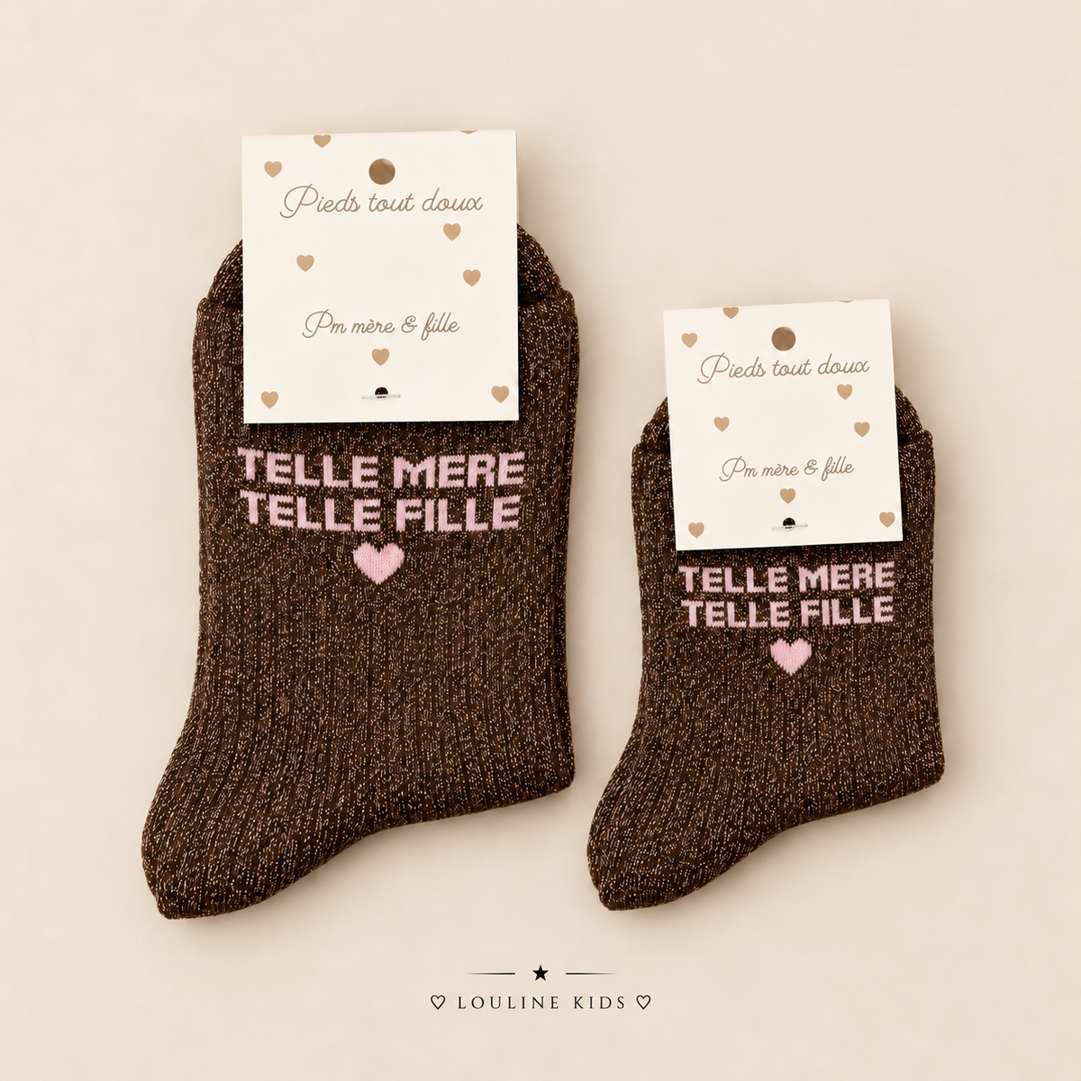Mère & Enfant - Chaussettes chocolat irisé Telle Mère - Telle fille