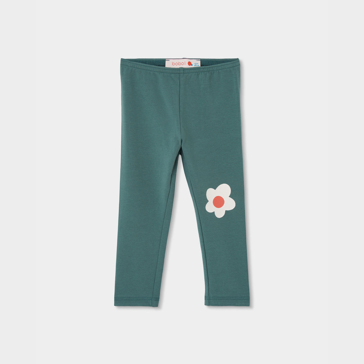 Boboli - Conjunto vestido sudadera coral “Tiny Petals” y legging verde