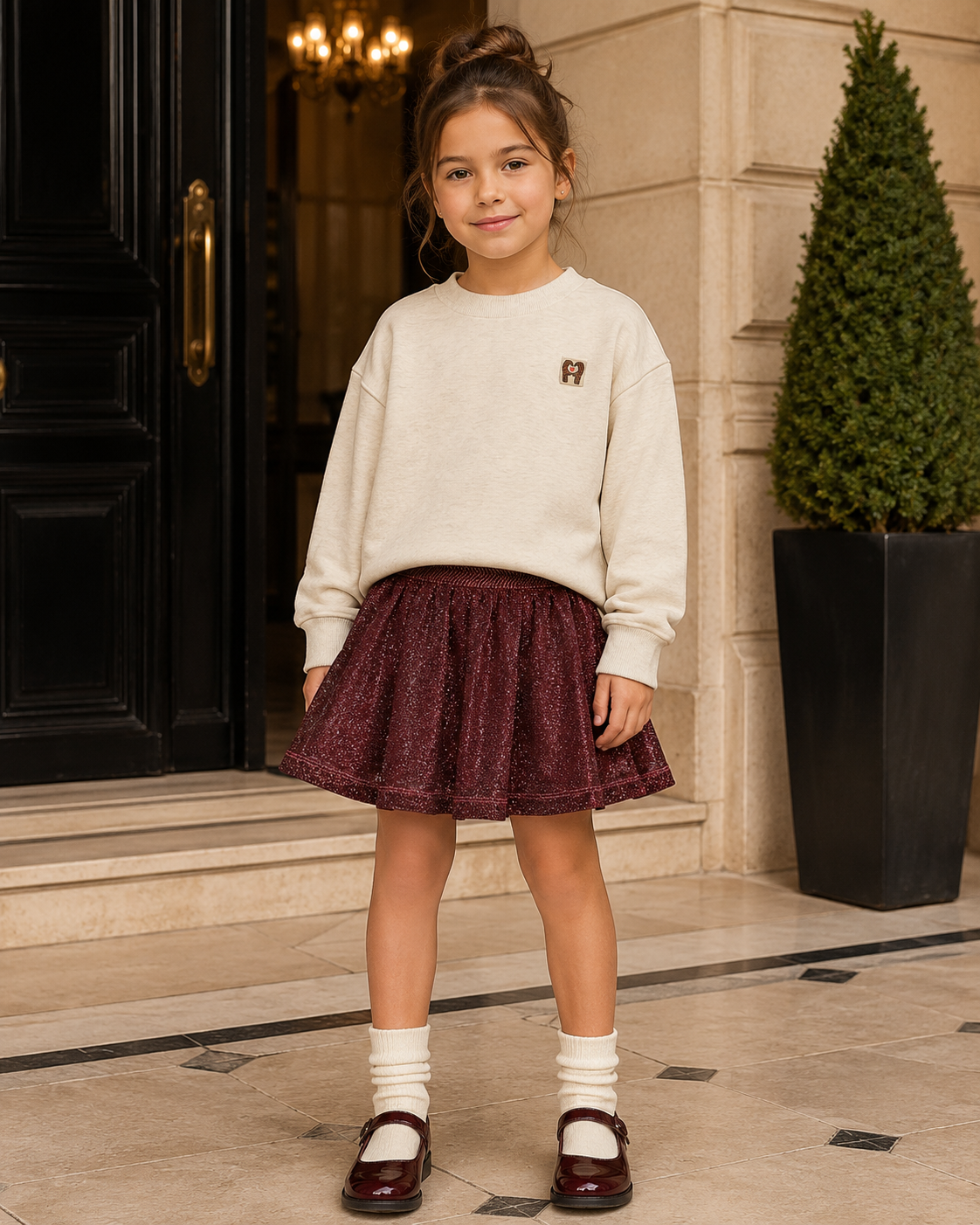 Jubel - Jupe pailletée bordeaux City Chic