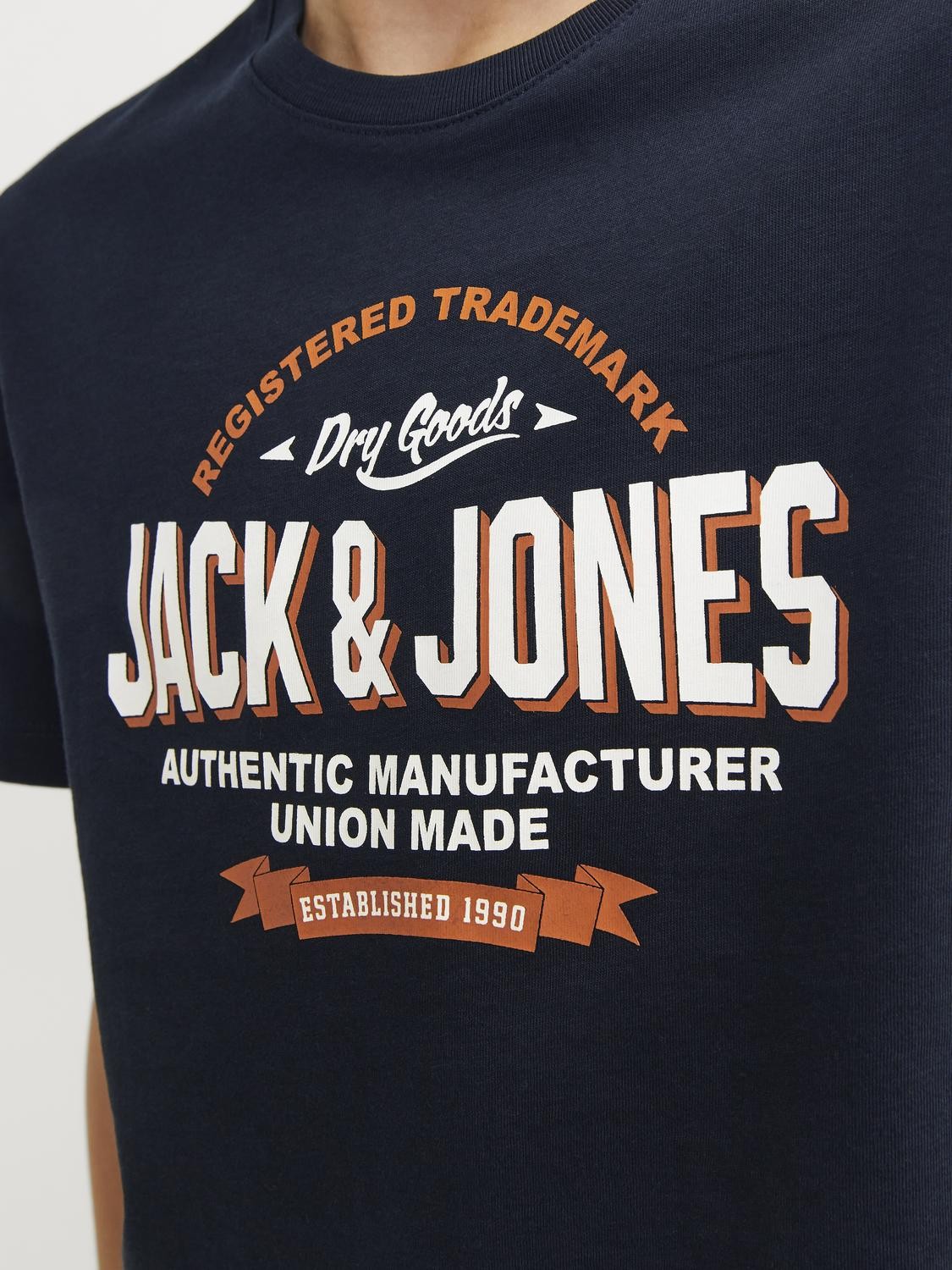 Jack & Jones - Jjelogo Navy & Marmelade T -Shirt