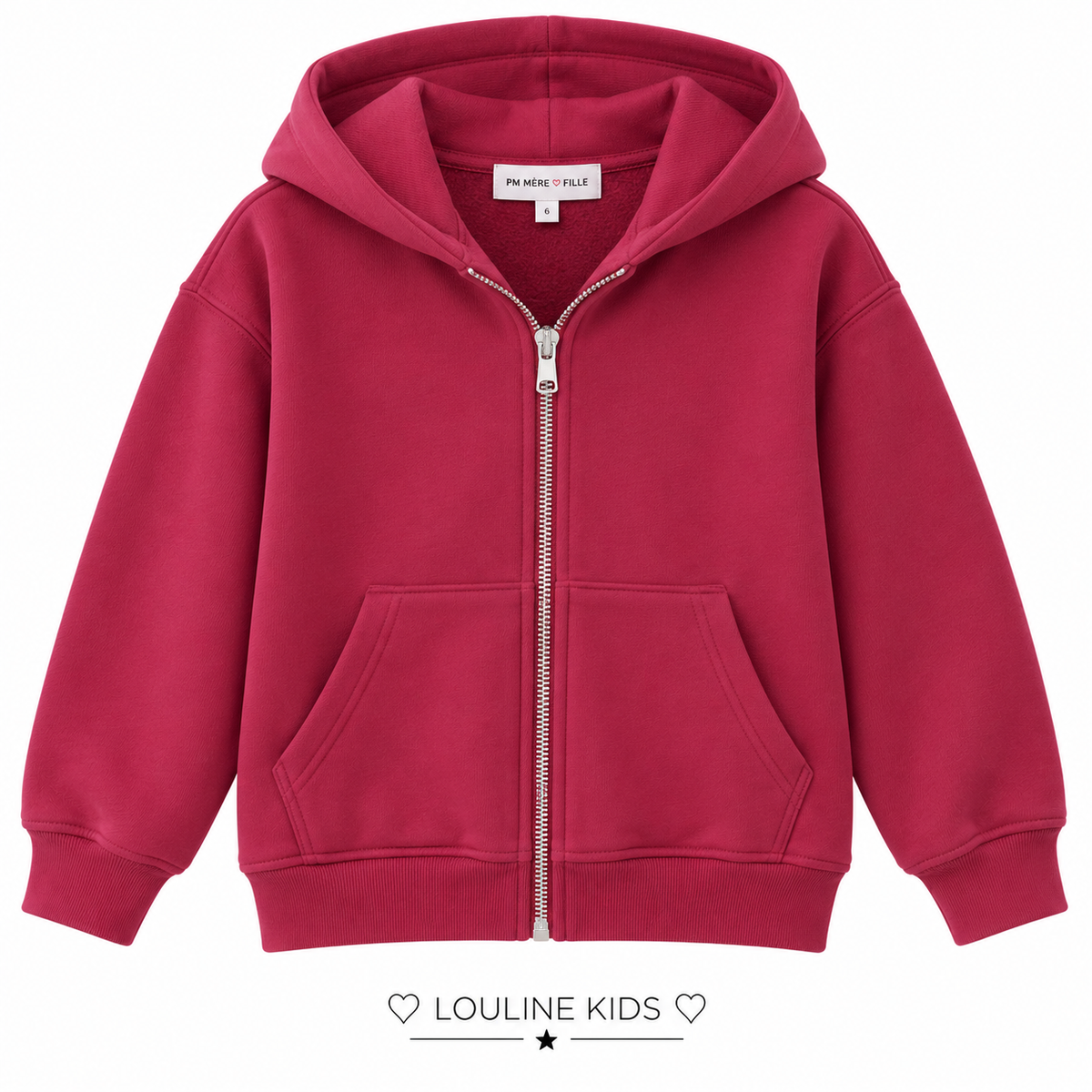 Mère & Enfant - Gilet zippé à capuche backprint bordeaux Angel
