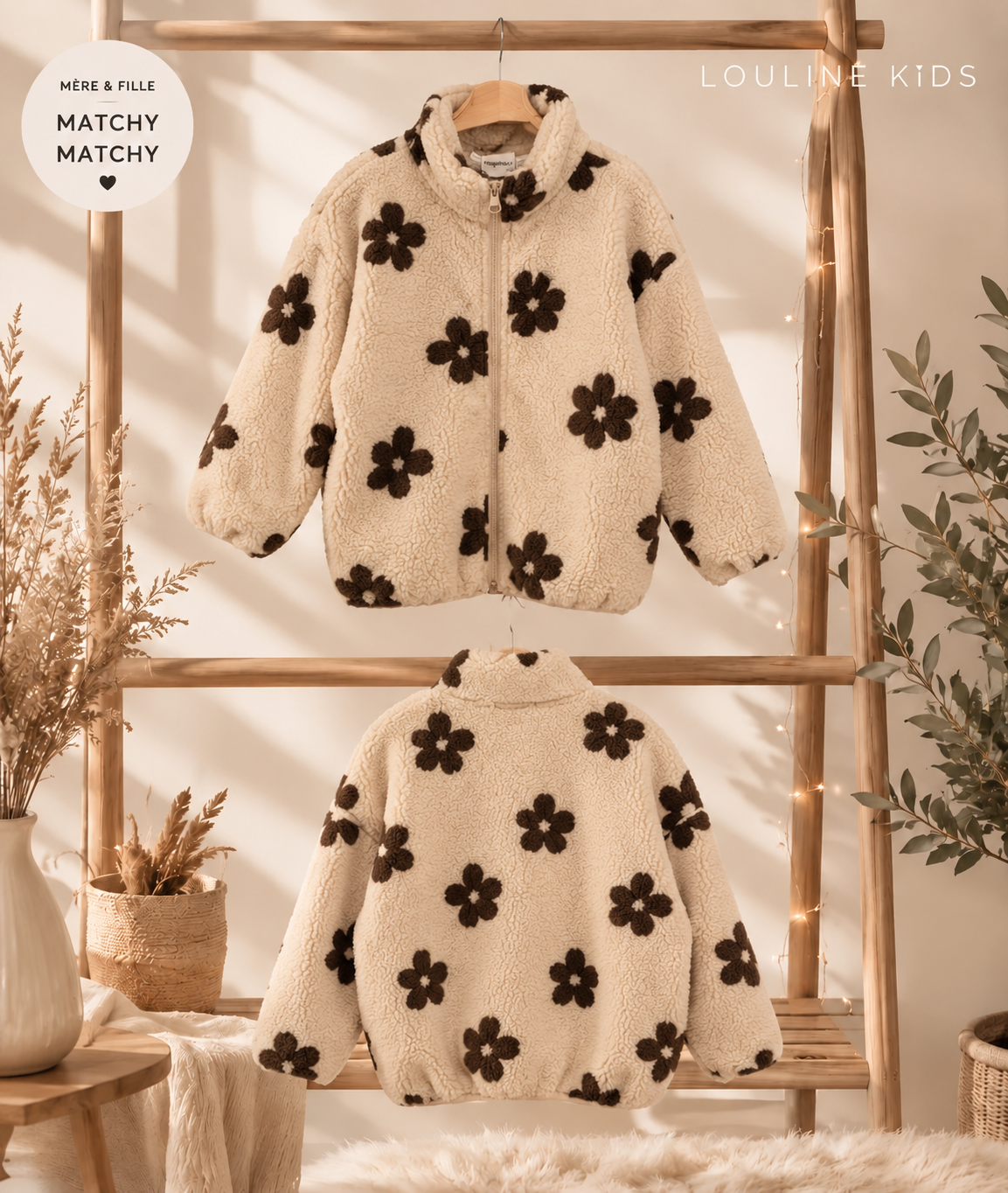 Mère & Fille - Veste beige en moumoute ‼️ précommande : réception le 11/09