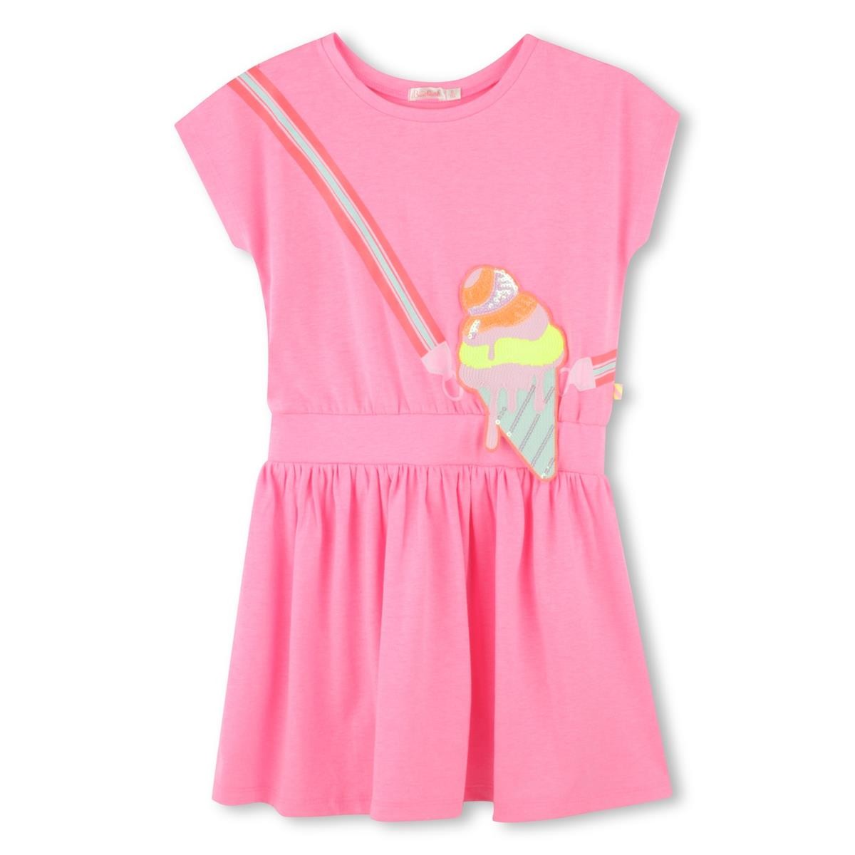 Billieblush - Robe rose • Sac en trompe l'oeil sur le devant sequins