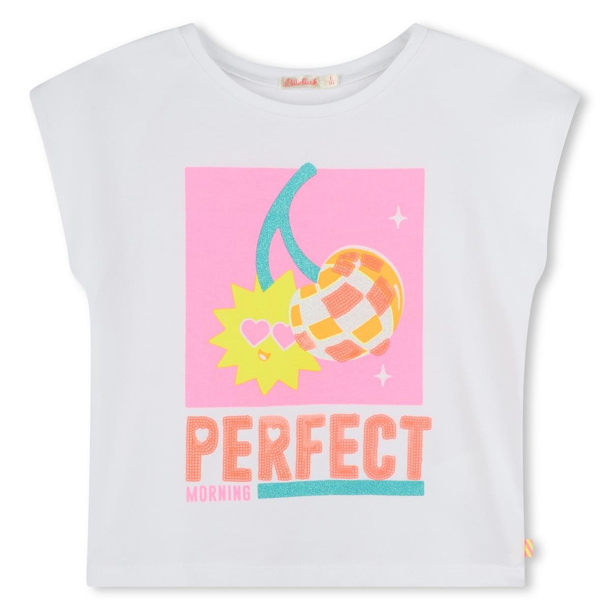 Billieblush - Weiß t -Shirt mit Illustration und perfekt in Pailletten