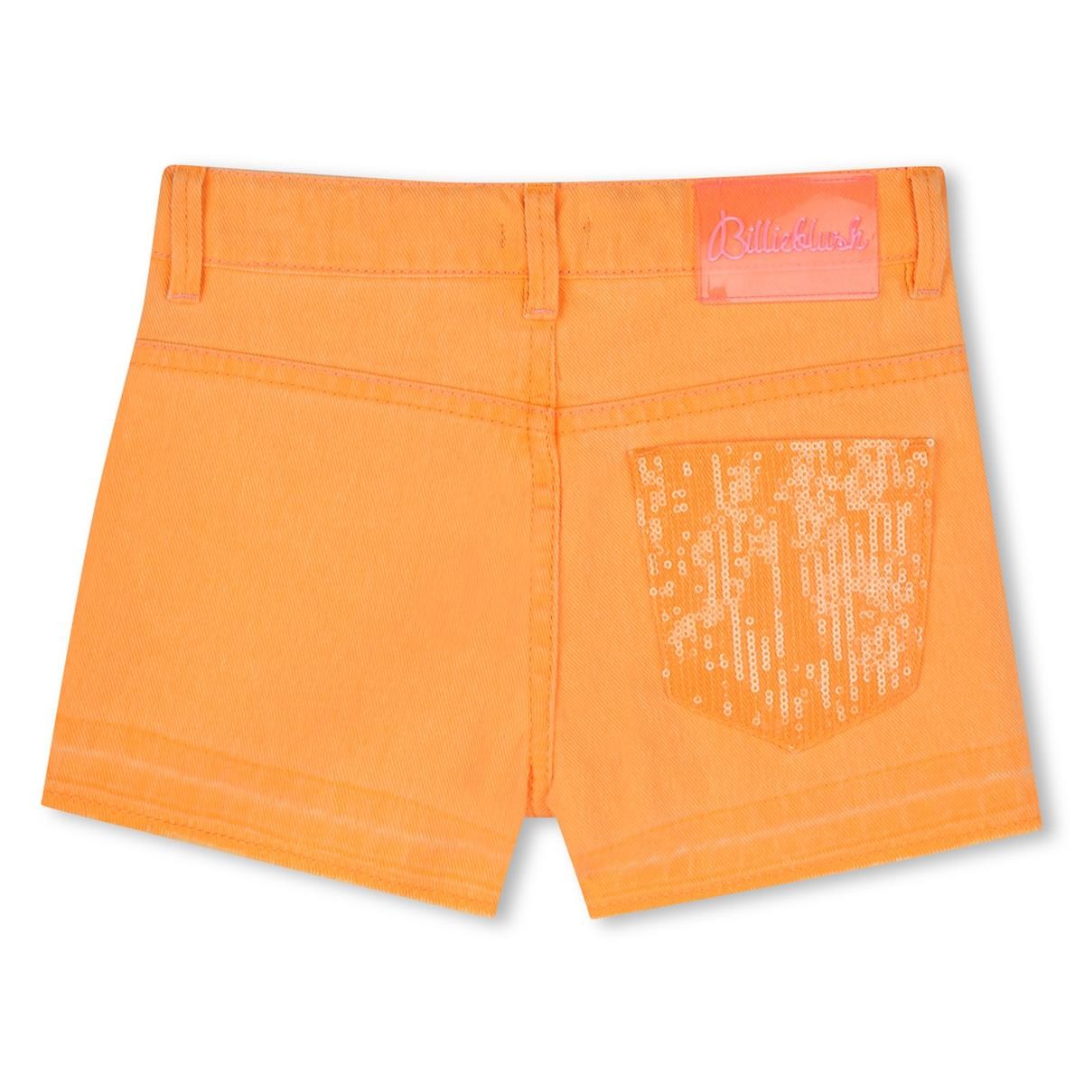 Billieblush - Oranje denim shorts met een paillettenzak
