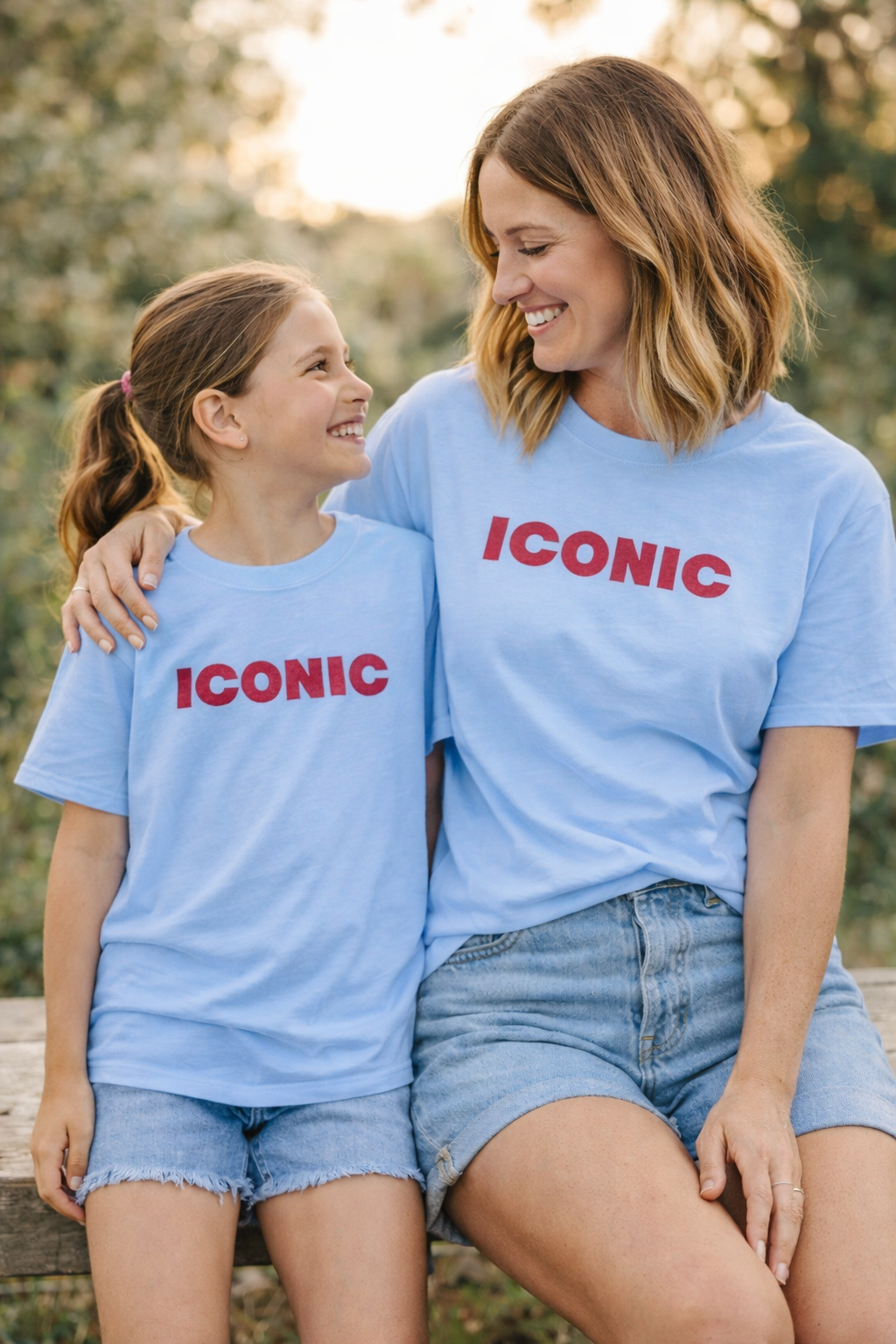 Moeder & Dochter - ICONISCH blauw t-shirt