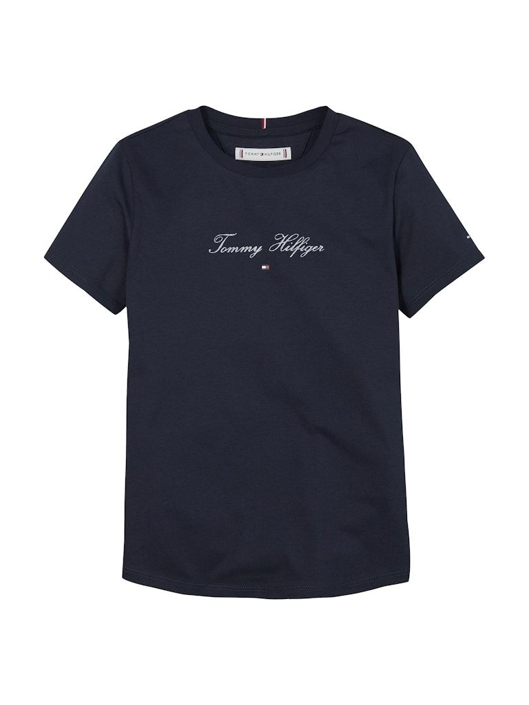 Tommy Hilfiger - Navy Skript t -Shirt