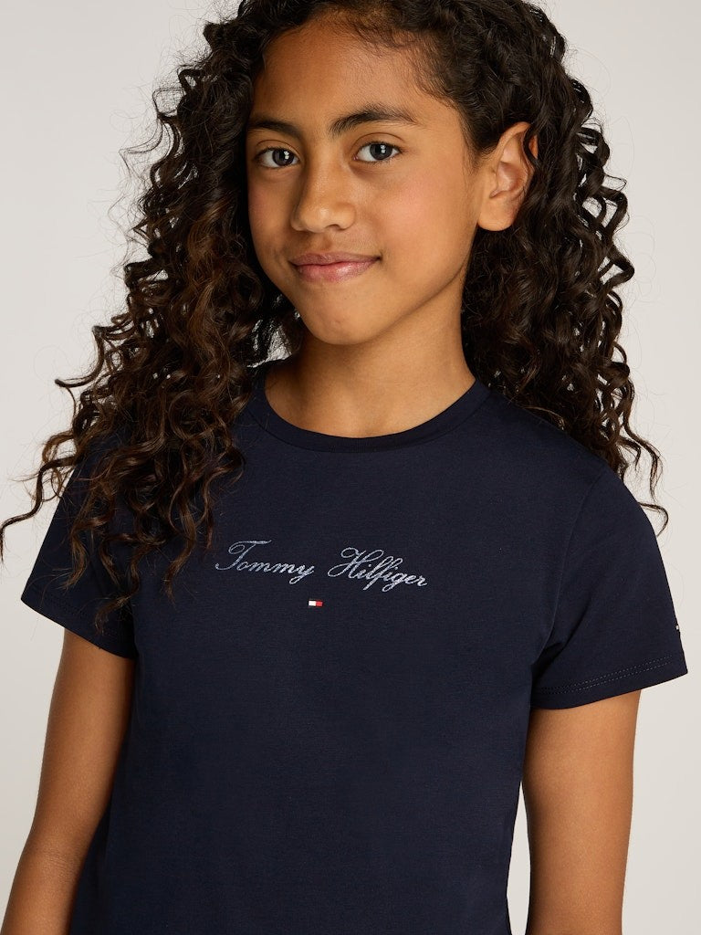 Tommy Hilfiger - Navy Skript t -Shirt