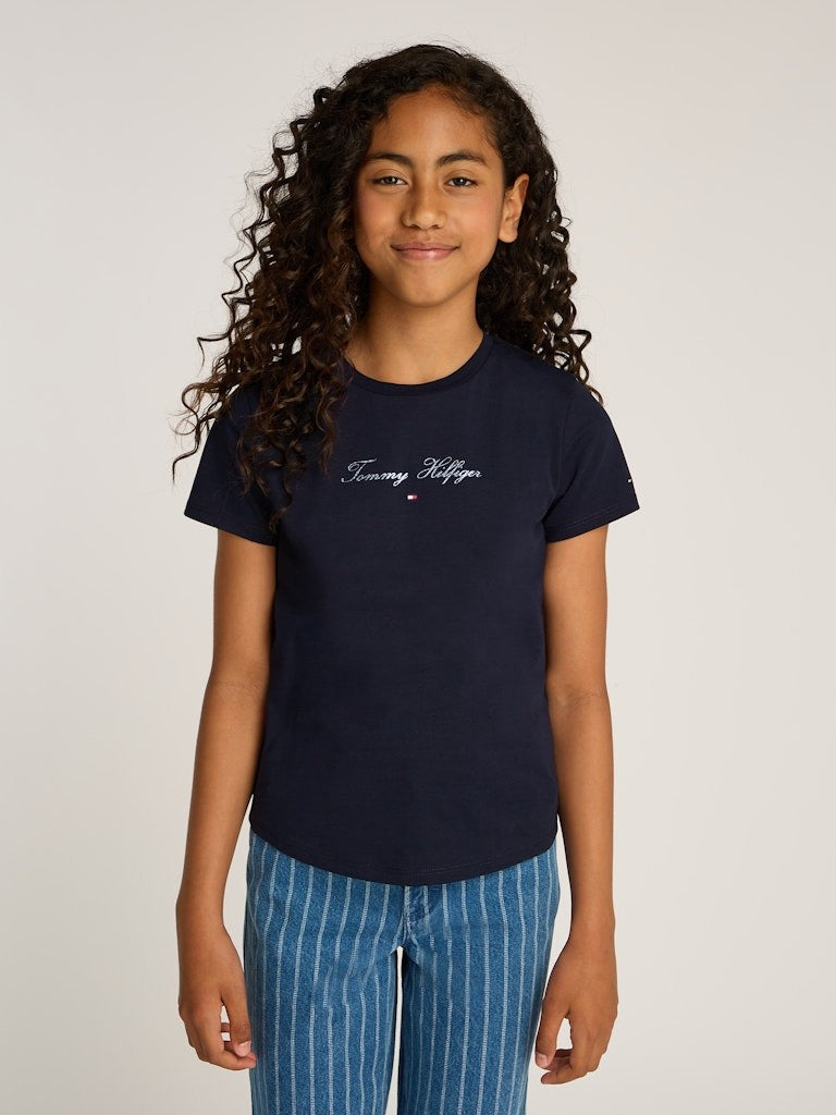 Tommy Hilfiger - Navy Skript t -Shirt