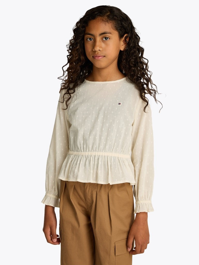 Tommy Hilfiger - Dobby -Bluse mit Kaliko -Rüschen