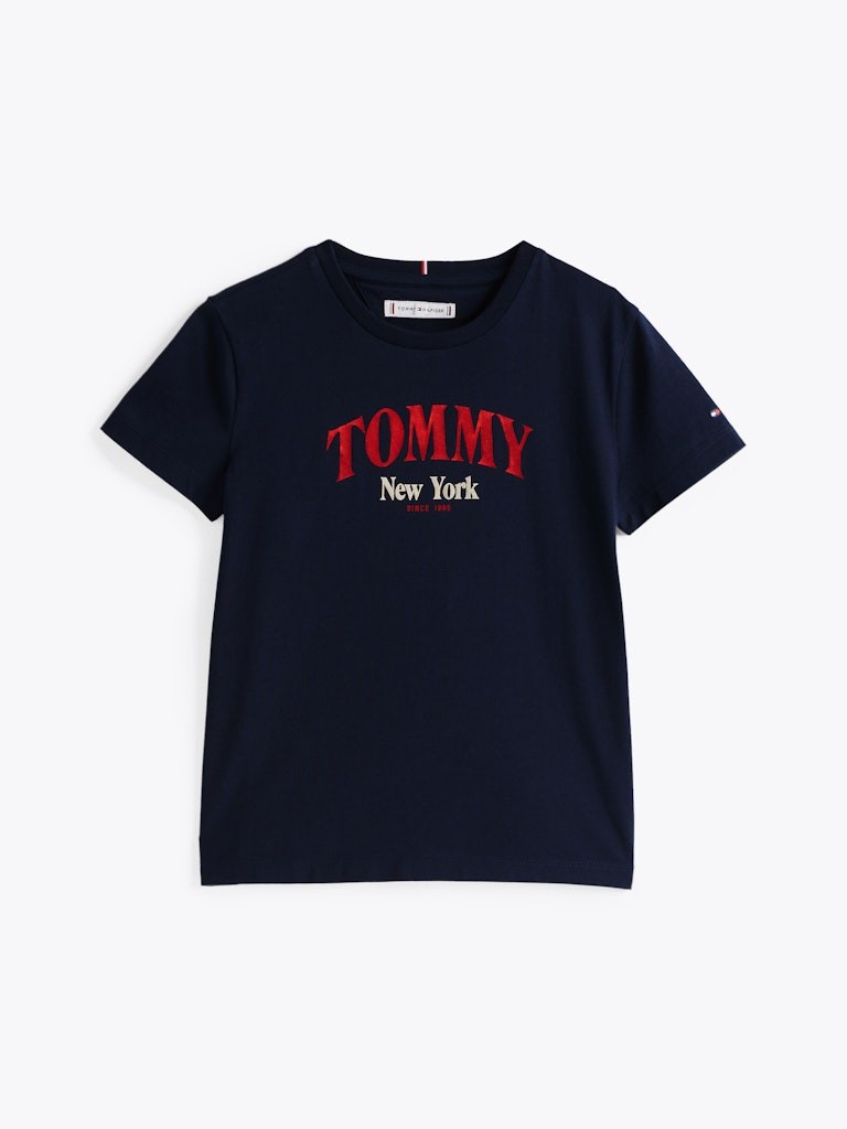 Tommy Hilfiger - T -Shirt Varsity reguläre dunkle Nacht Marine & rote Registrierung