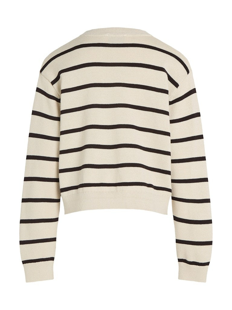 Calvin Klein - Sweat rayé Turtledove & Black Stripe Logo