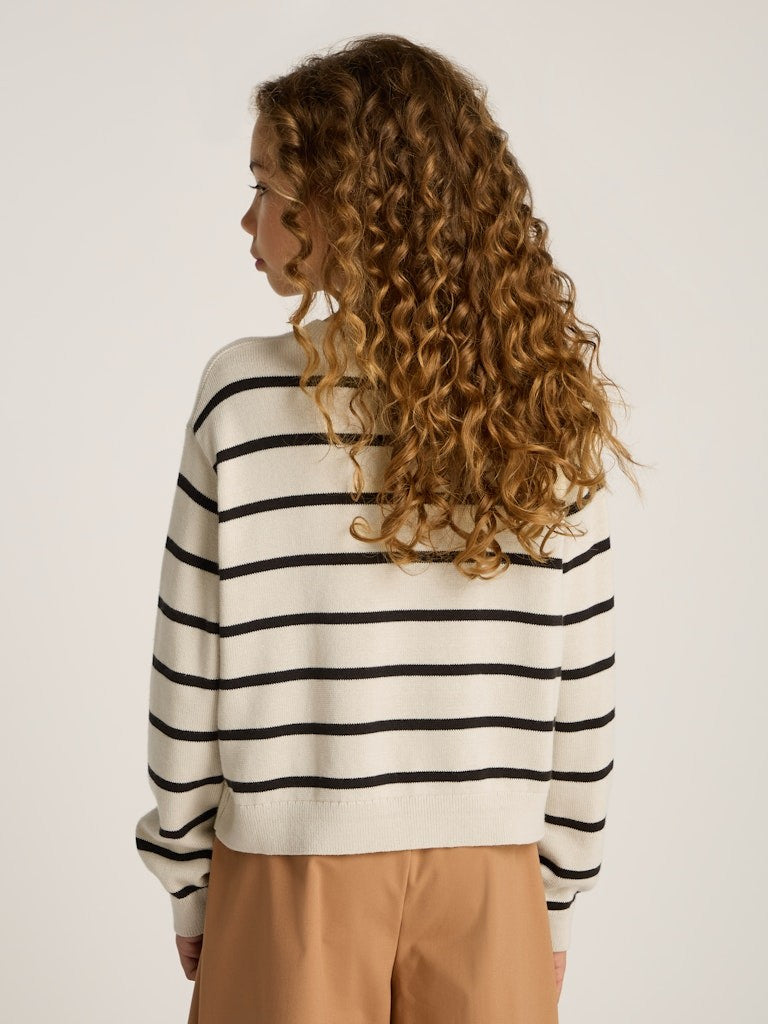 Calvin Klein - Sweat rayé Turtledove & Black Stripe Logo