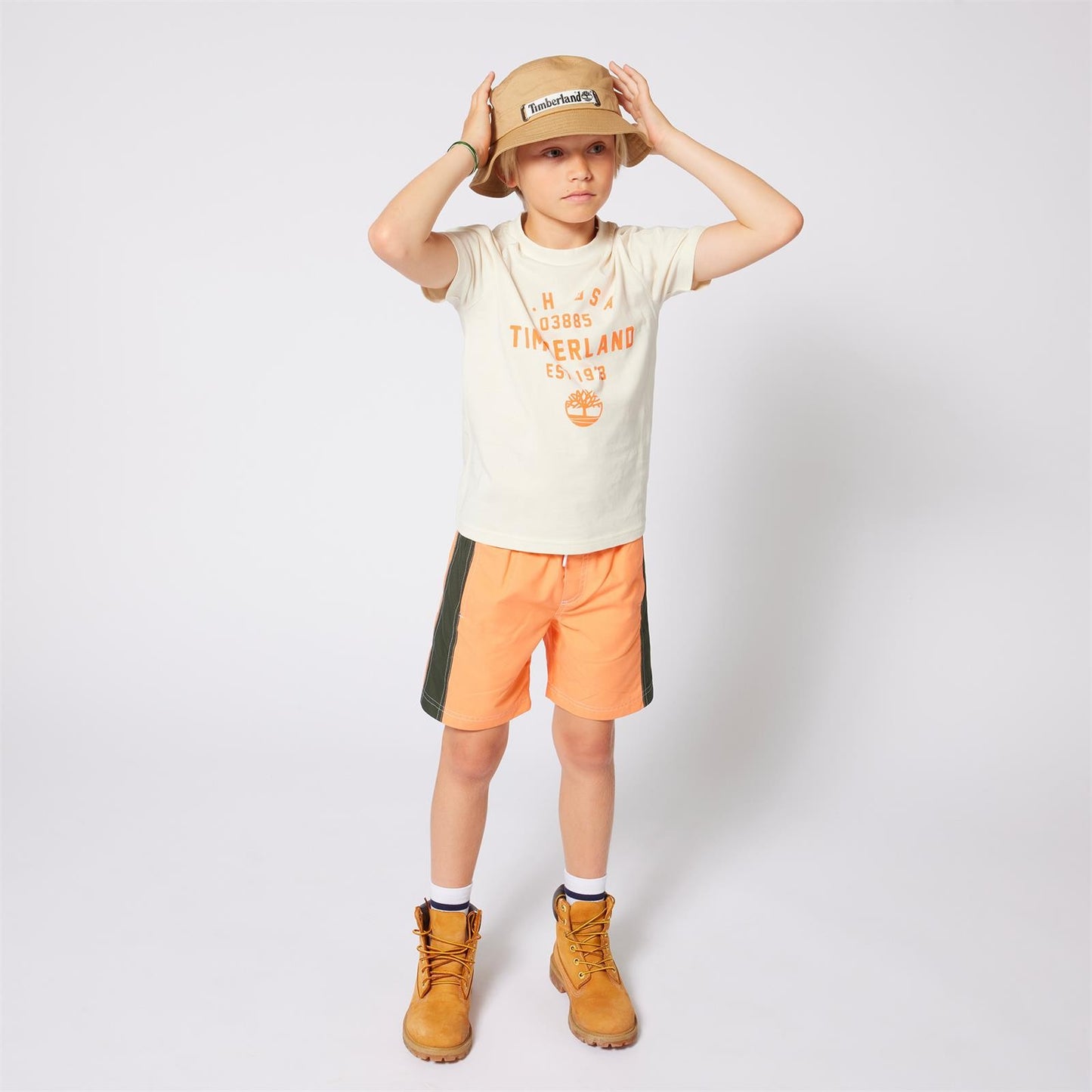 Timberland - Veel twee passen regelmatig uit White & Kaki t -shirts