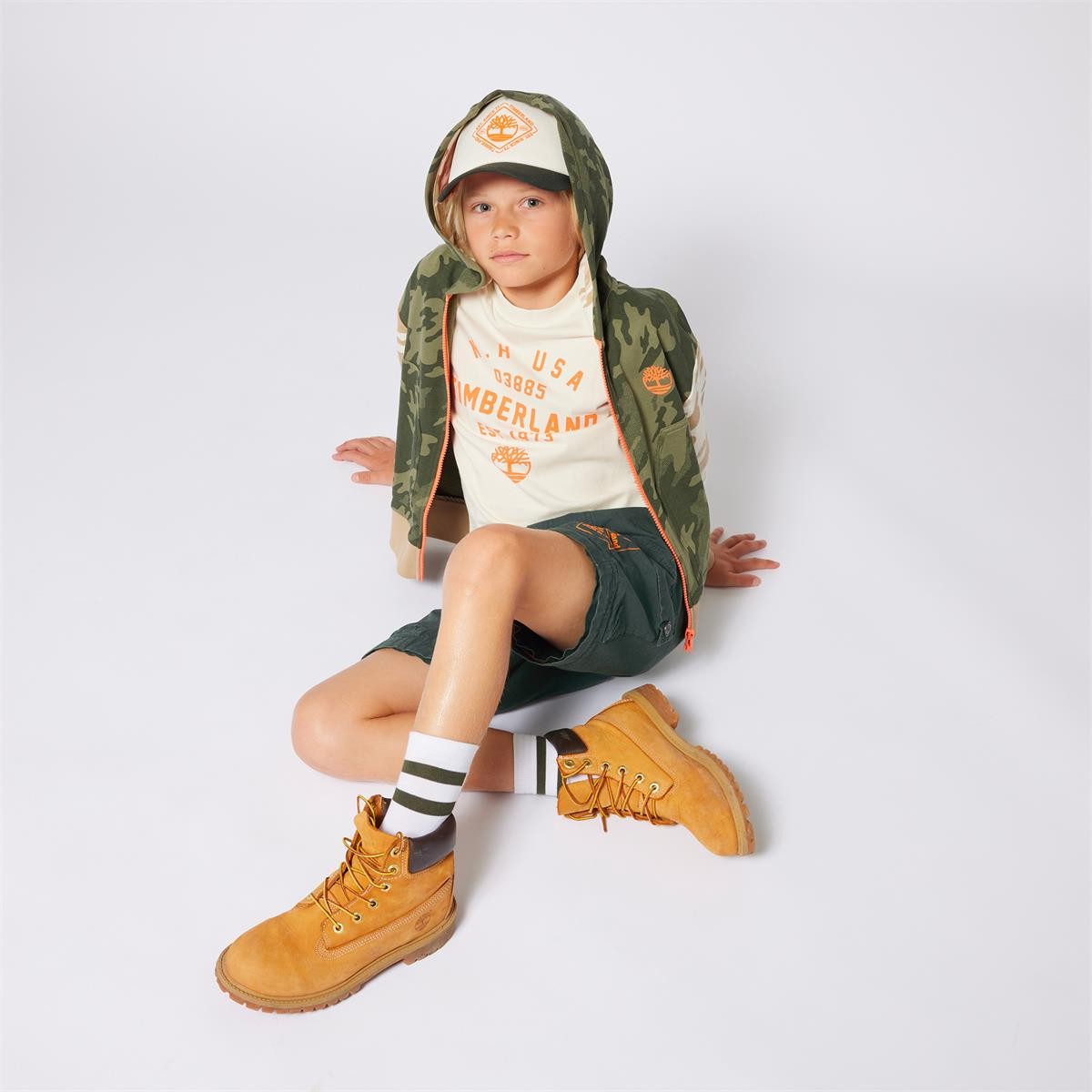 Timberland - Veel twee passen regelmatig uit White & Kaki t -shirts