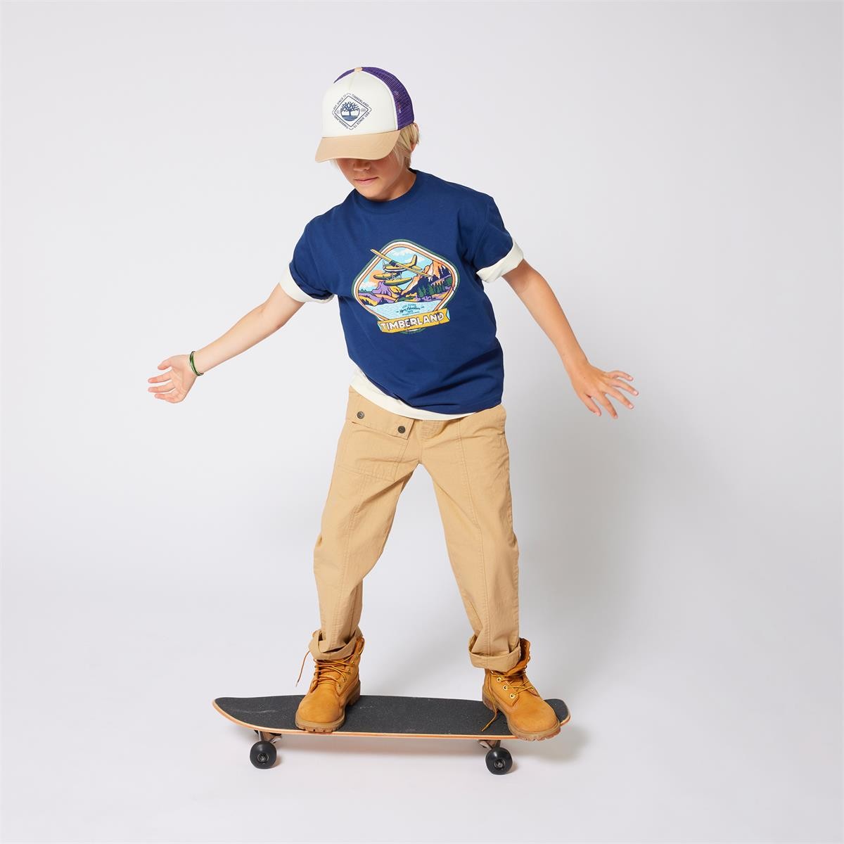 Timberland - Navy Fit Lose T -Shirt & Illustration Wasserflugzeug