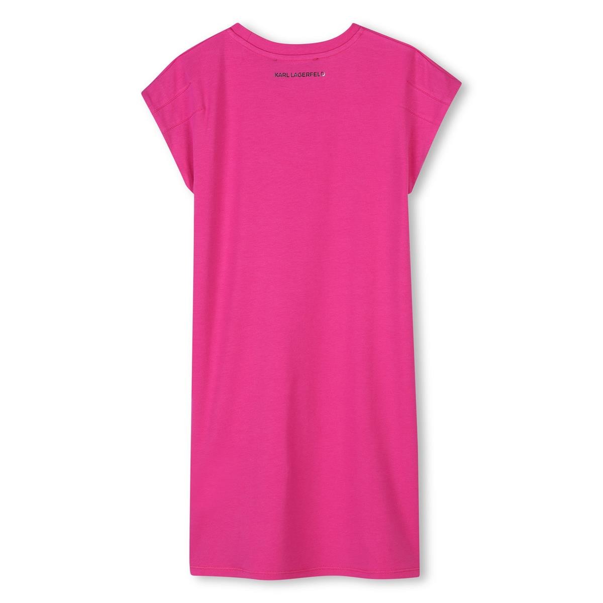 Karl Lagerfeld - Robe rose tagada avec inscription en relief et strass