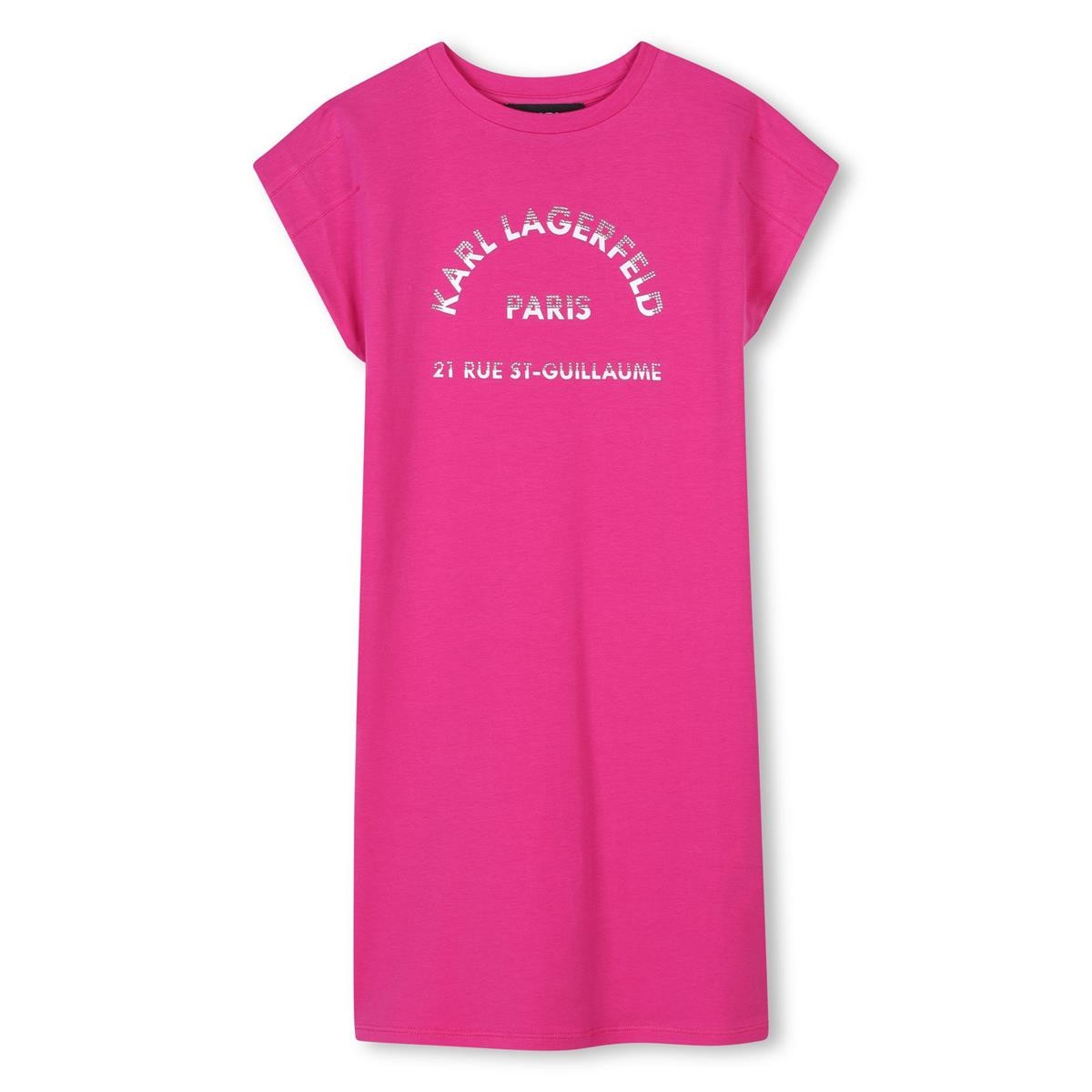 Karl Lagerfeld - Robe rose tagada avec inscription en relief et strass
