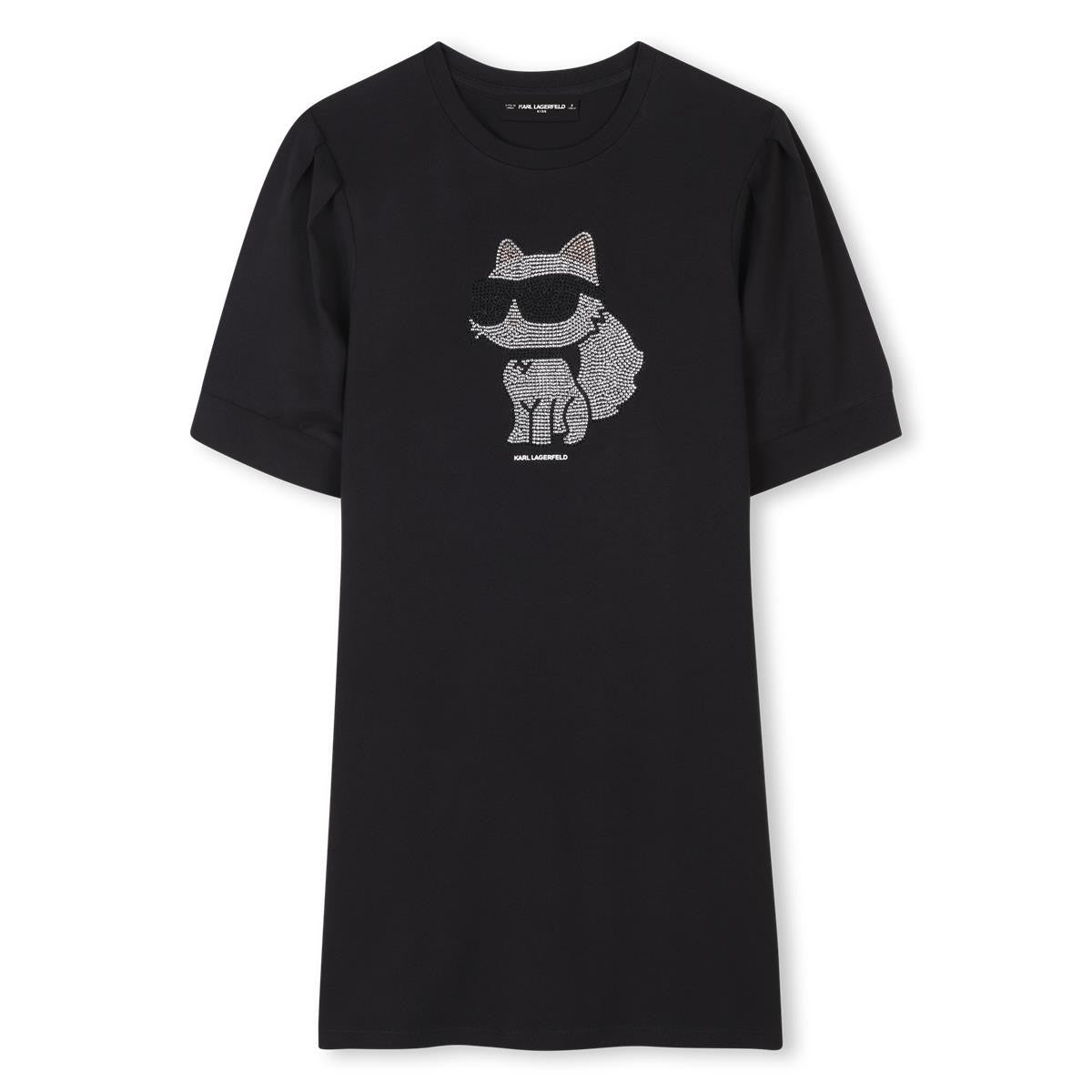 Karl Lagerfeld - Robe noire avec chat en strass