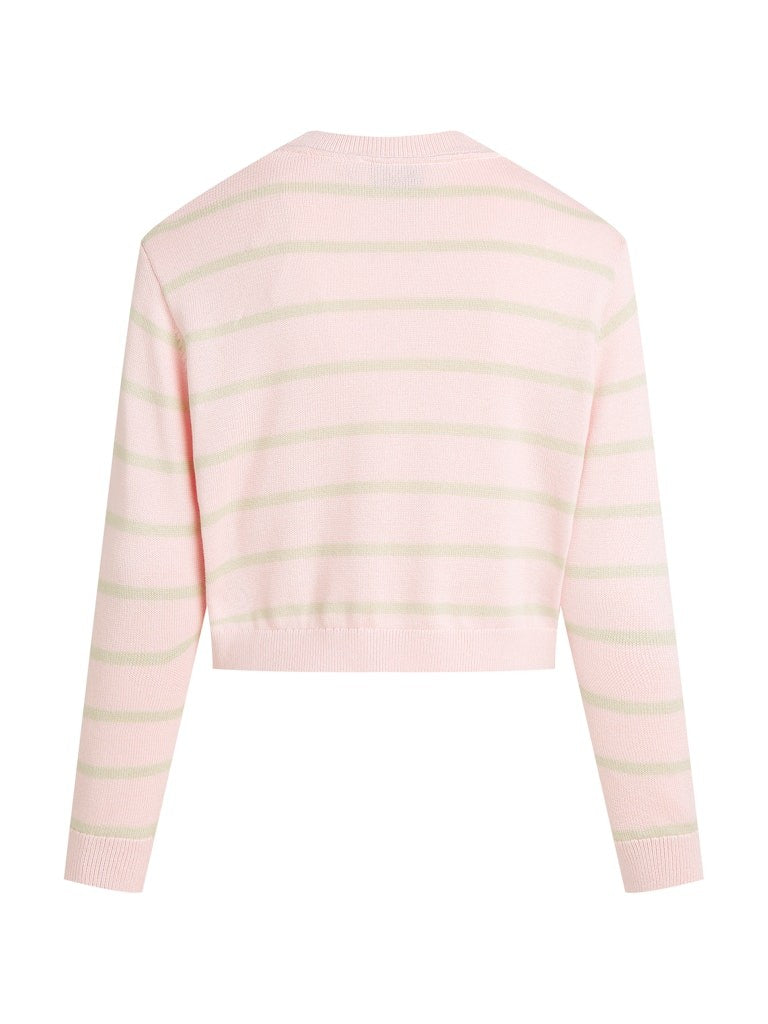 Calvin Klein - Sweat rayé Turtledove & Chalk Pink