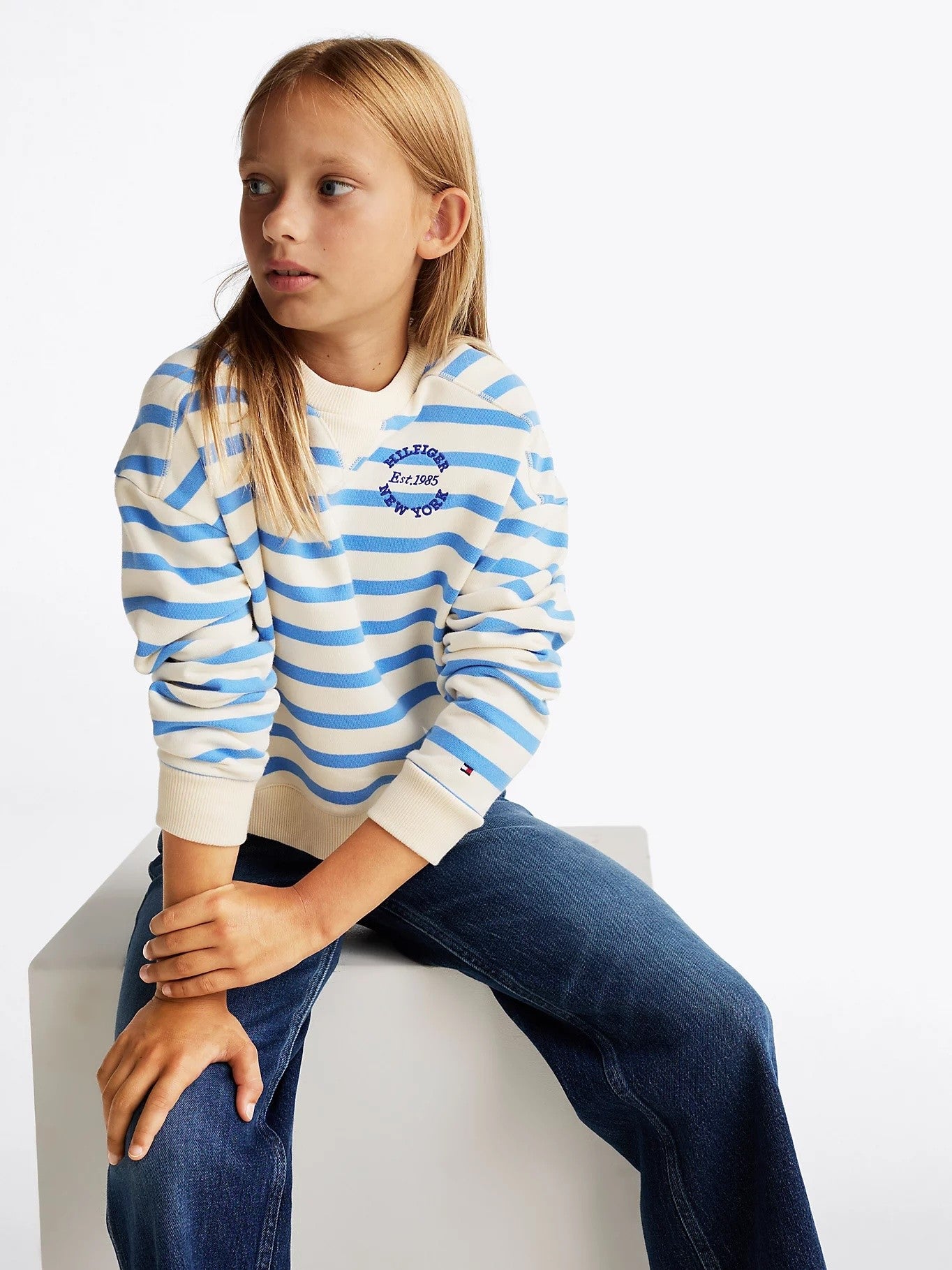 Tommy Hilfiger - Sweat rayé • Calico Base Blue Spell Stripe