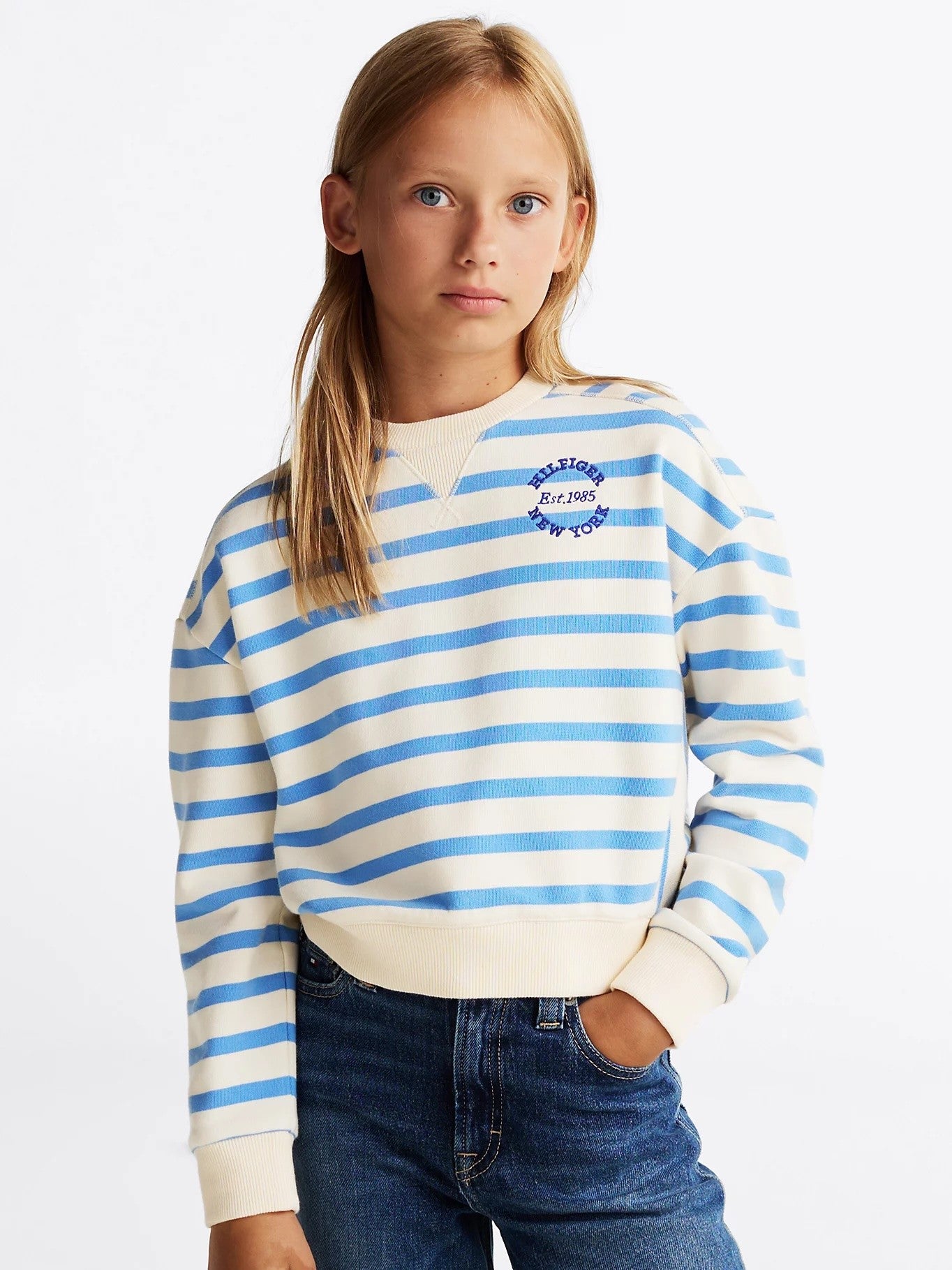 Tommy Hilfiger - Sweat rayé • Calico Base Blue Spell Stripe