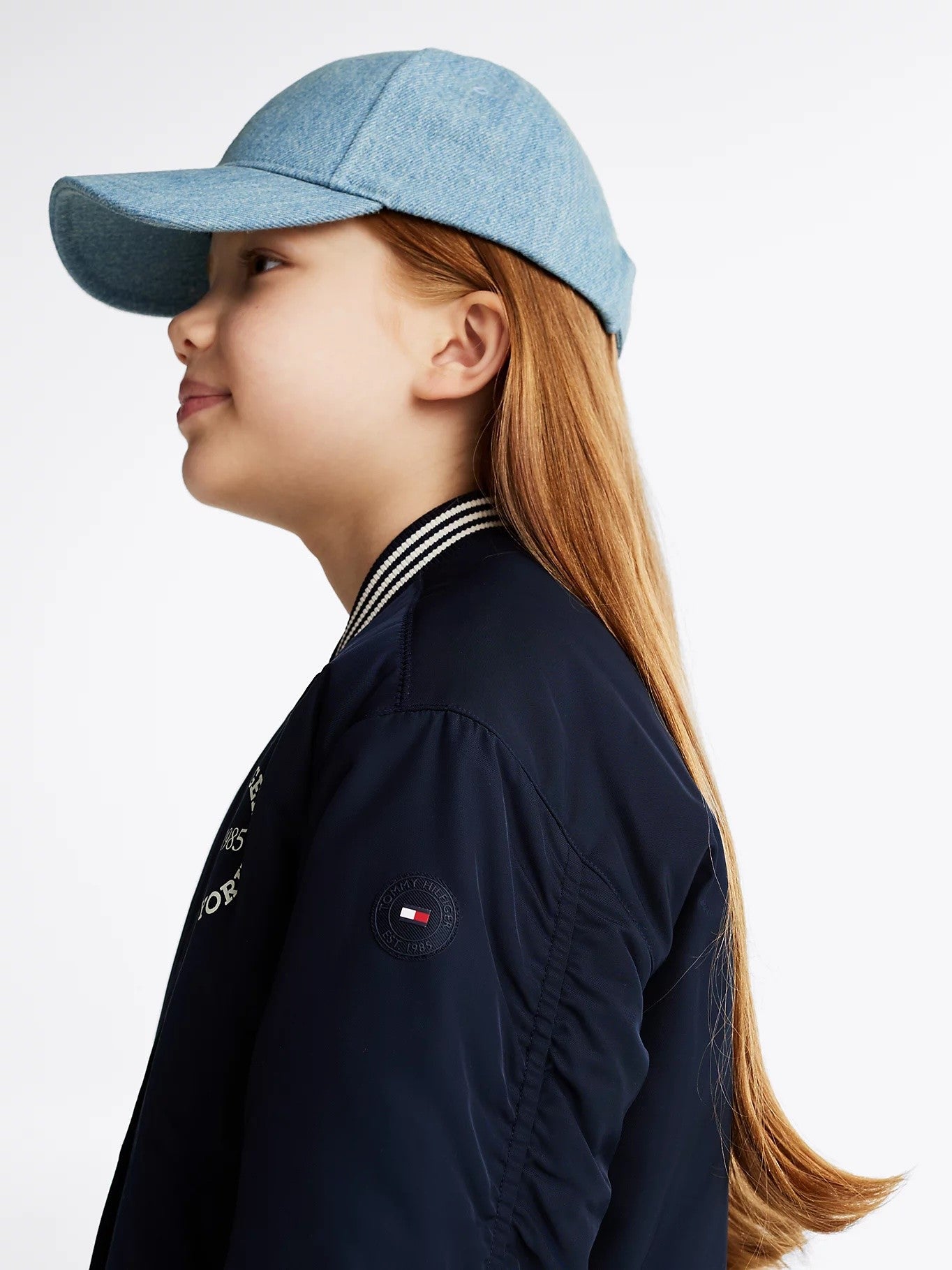 Tommy Hilfiger - Bomber universitaire en satin navy Varsity Sateen