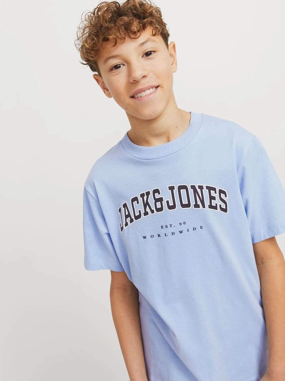 Jack & Jones - kurze Runde T -Shirt Jjecaleb Chambray Blue Locker