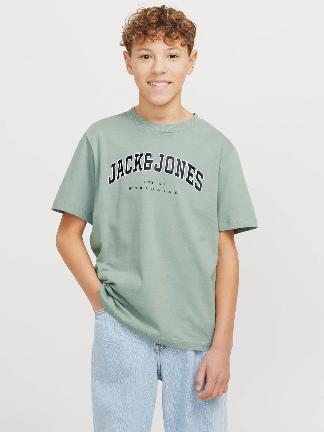Jack & Jones - Short round T -shirt Jjecaleb Iceberg Green Loose