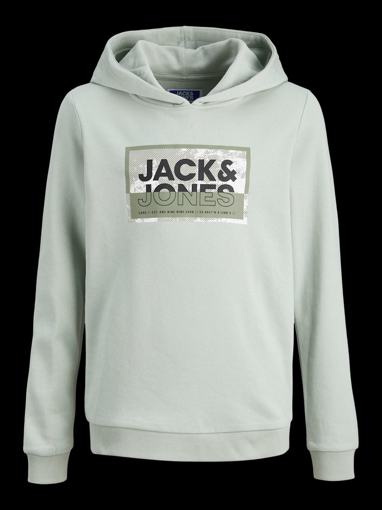 Jack & Jones - Aqua Grey Jjcologan Hooded Sweatshirt