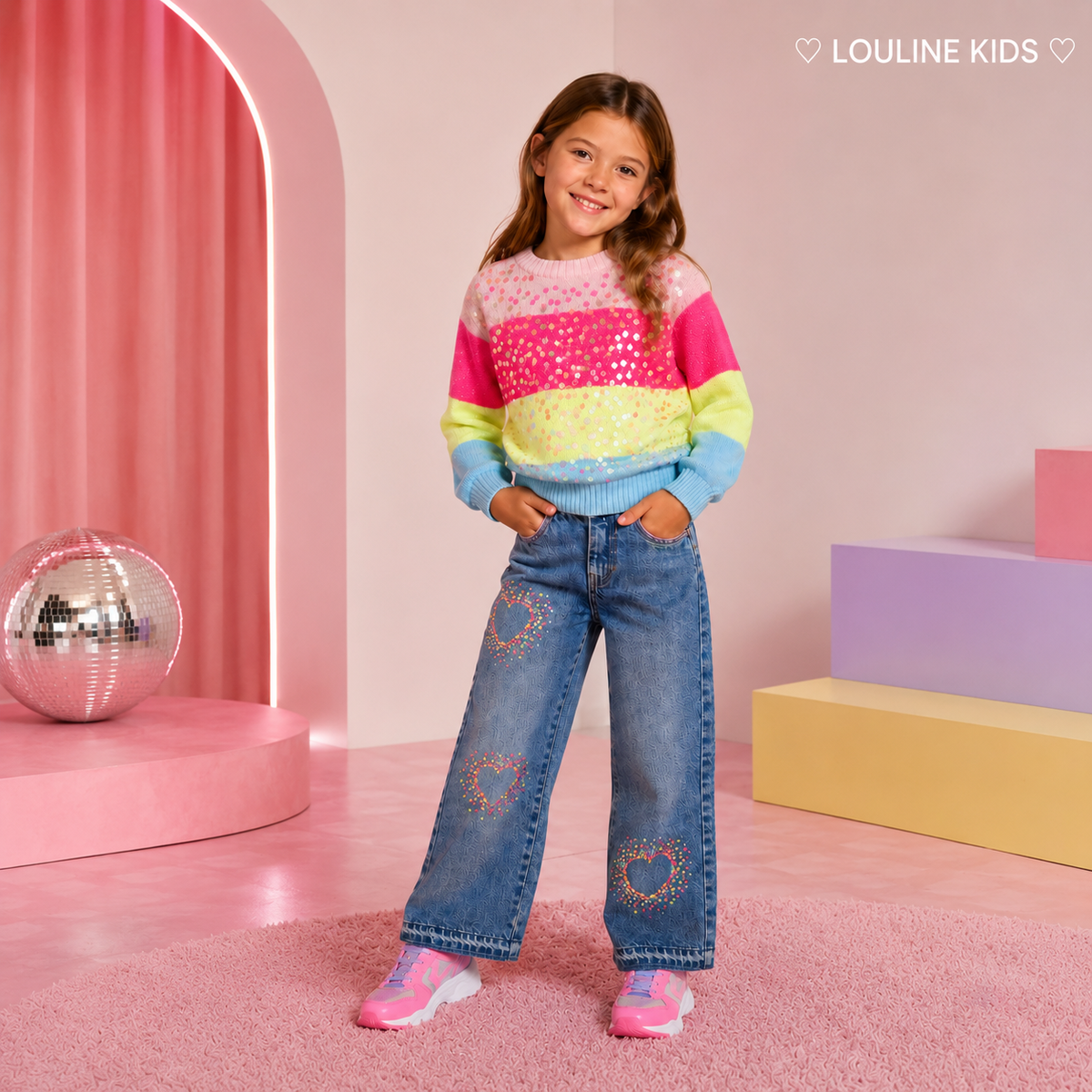 Jersey Billieblush de punto a rayas con lentejuelas