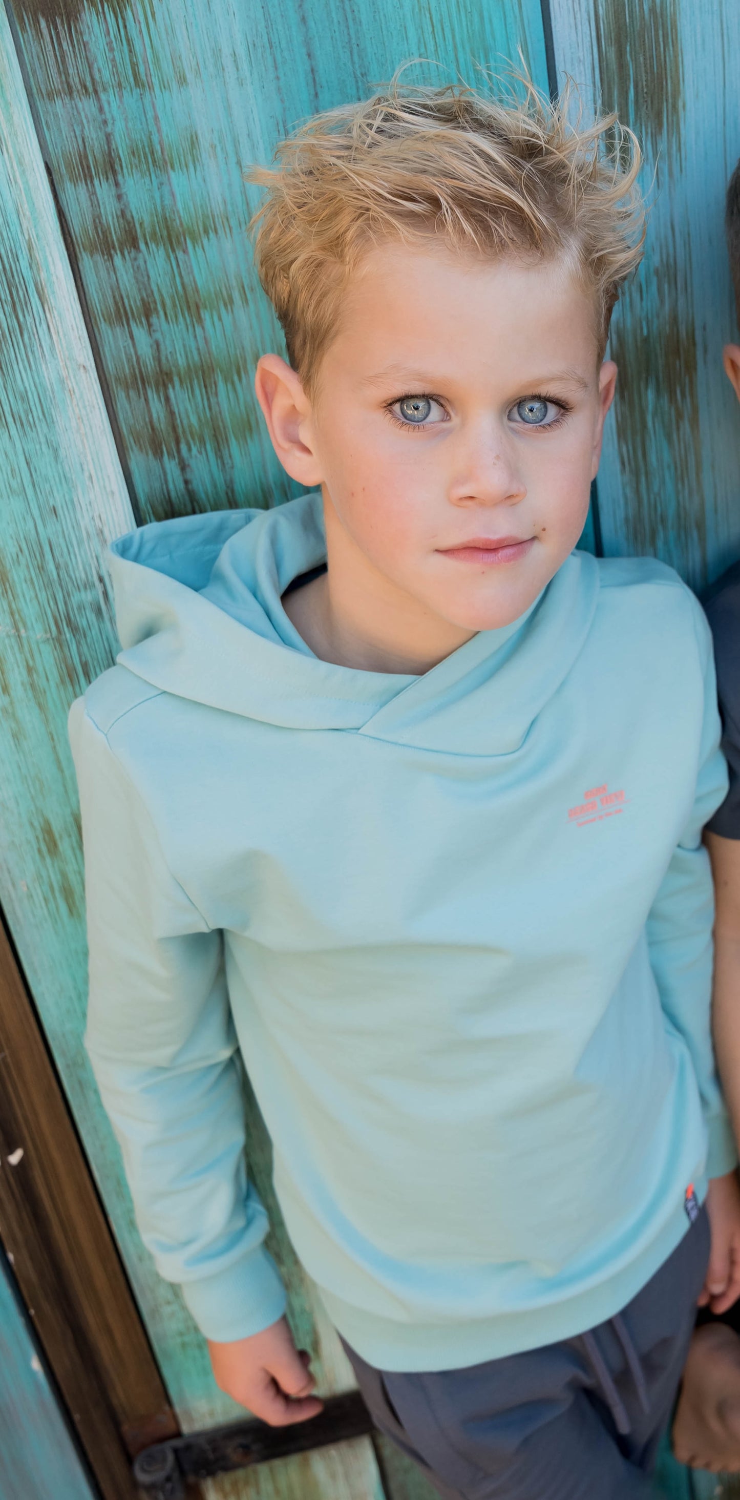 Skurk - Sweat à capuche backprint turquoise Sunil