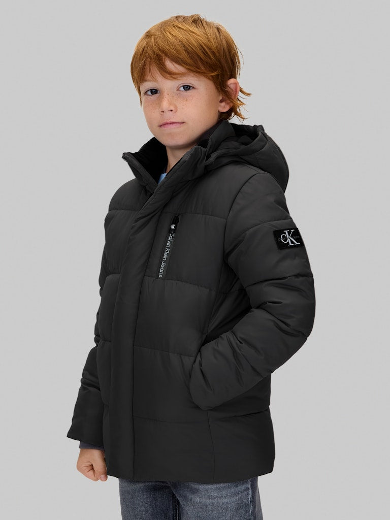Calvin Klein - Manteau puffer noir à capuche
