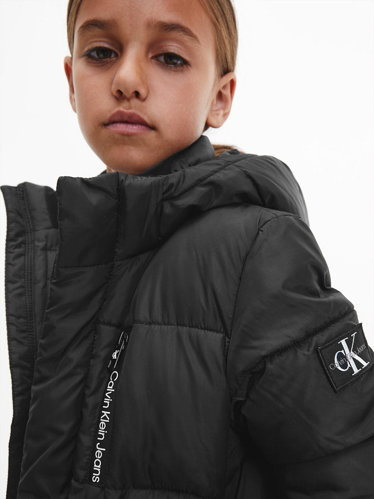 Calvin Klein - Manteau puffer noir à capuche
