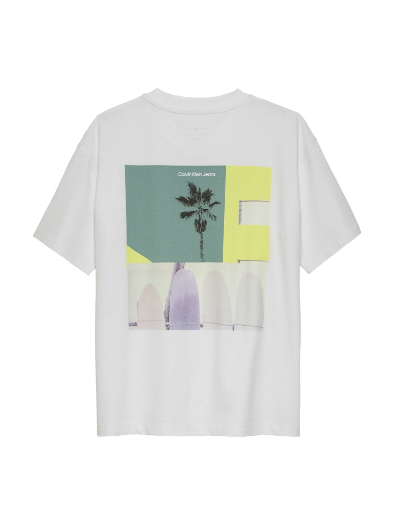Calvin Klein - Hellweißer Miami Backprint T -Shirt