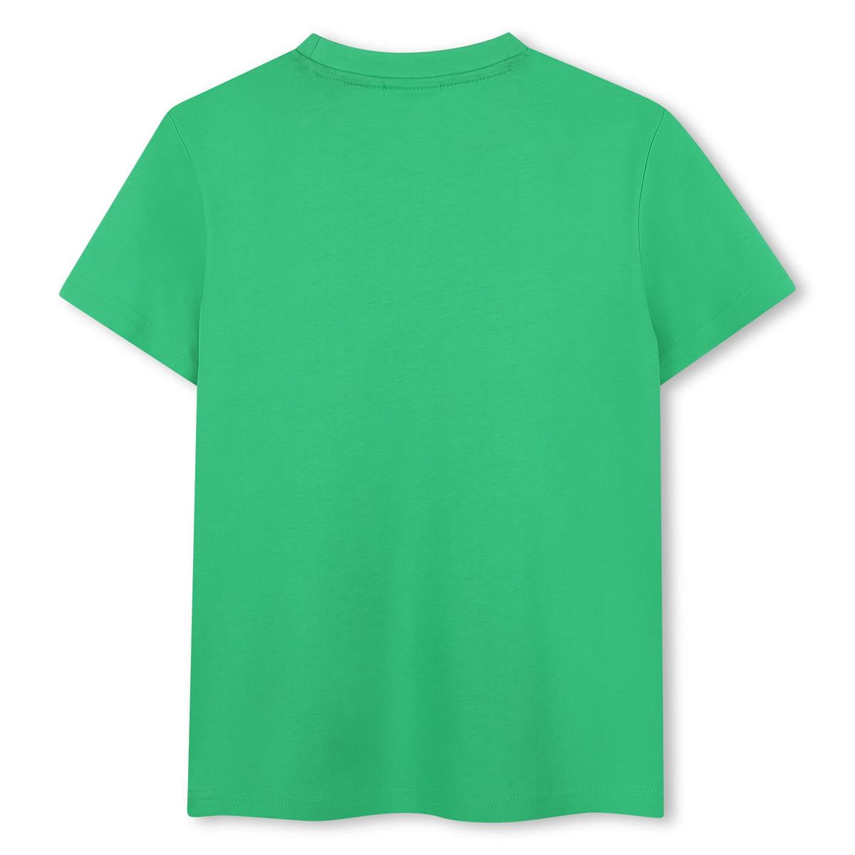 HUGO - T-shirt island green & stacked logo en relief