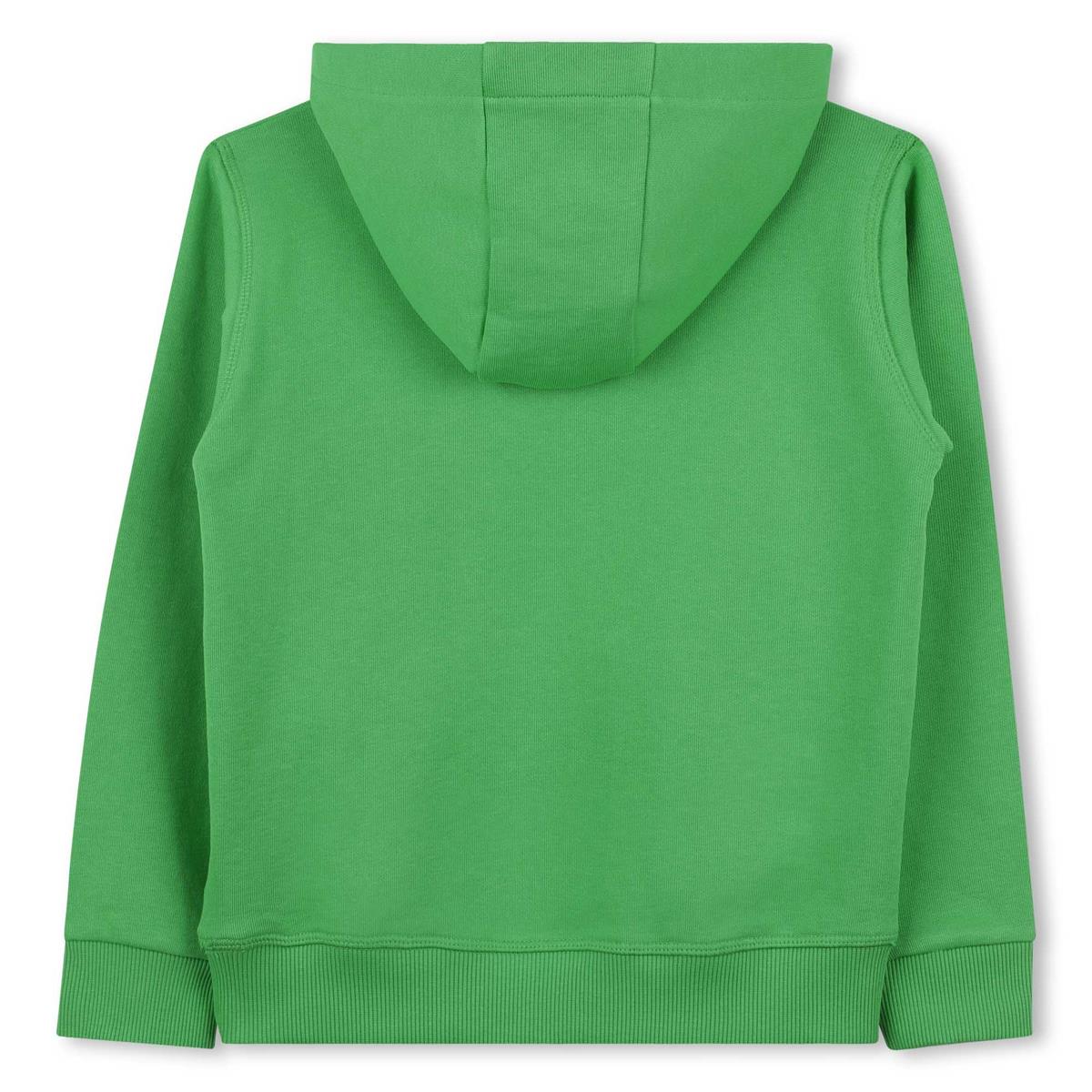 Hugo - Island Green Hooded Sweatshirt met Kangarou & Stacked Logo Pocket in Relief