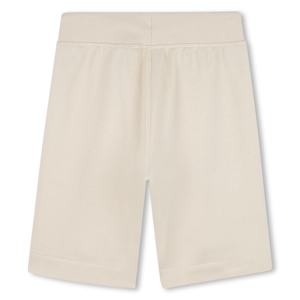 Hugo - Beige jogging shorts & small relief logo on the lower leg