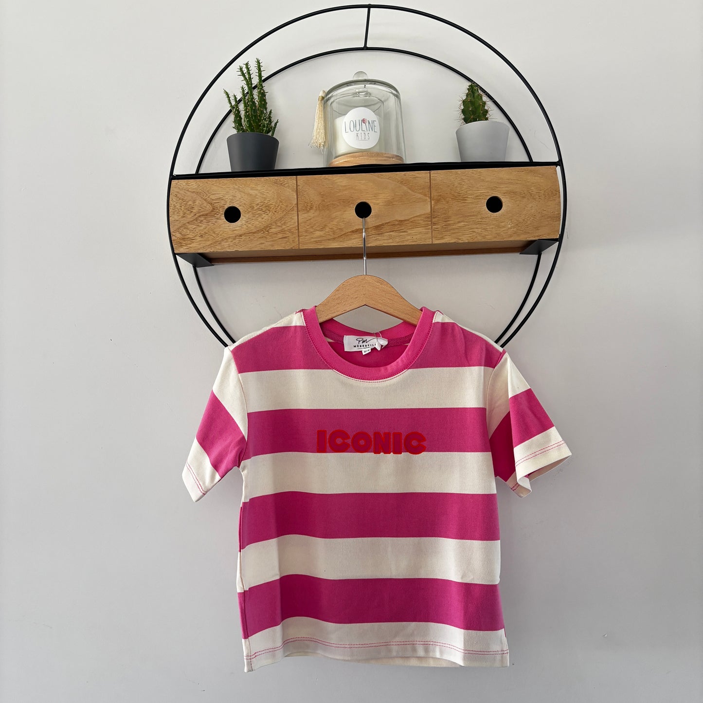 Mère & Fille : T-shirt rayé rose & blanc ICONIC