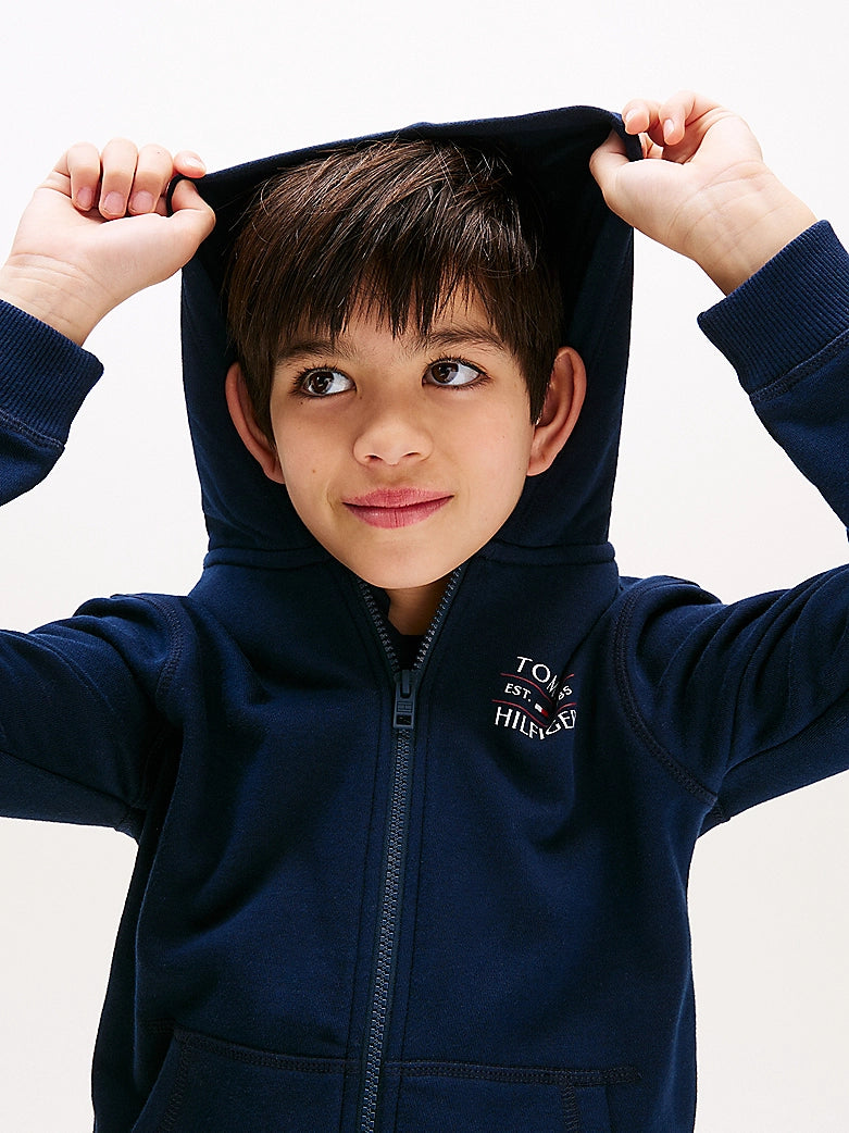 Tommy Hilfiger - Cardigan zippé à capuche dark night navy