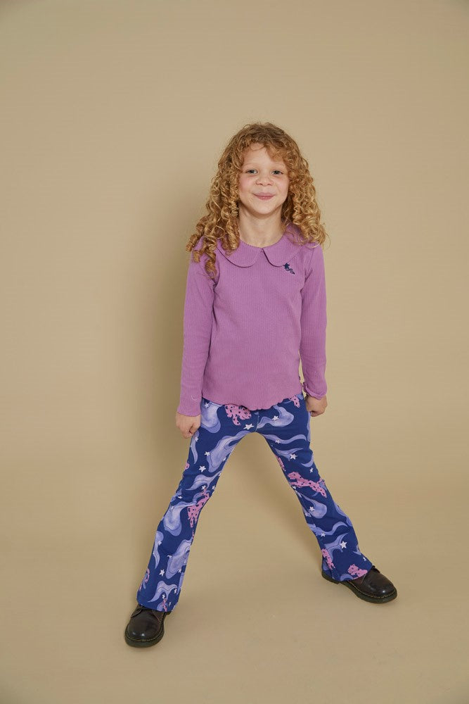 Jubel - Flare pants with Indigo Wild Soul pattern