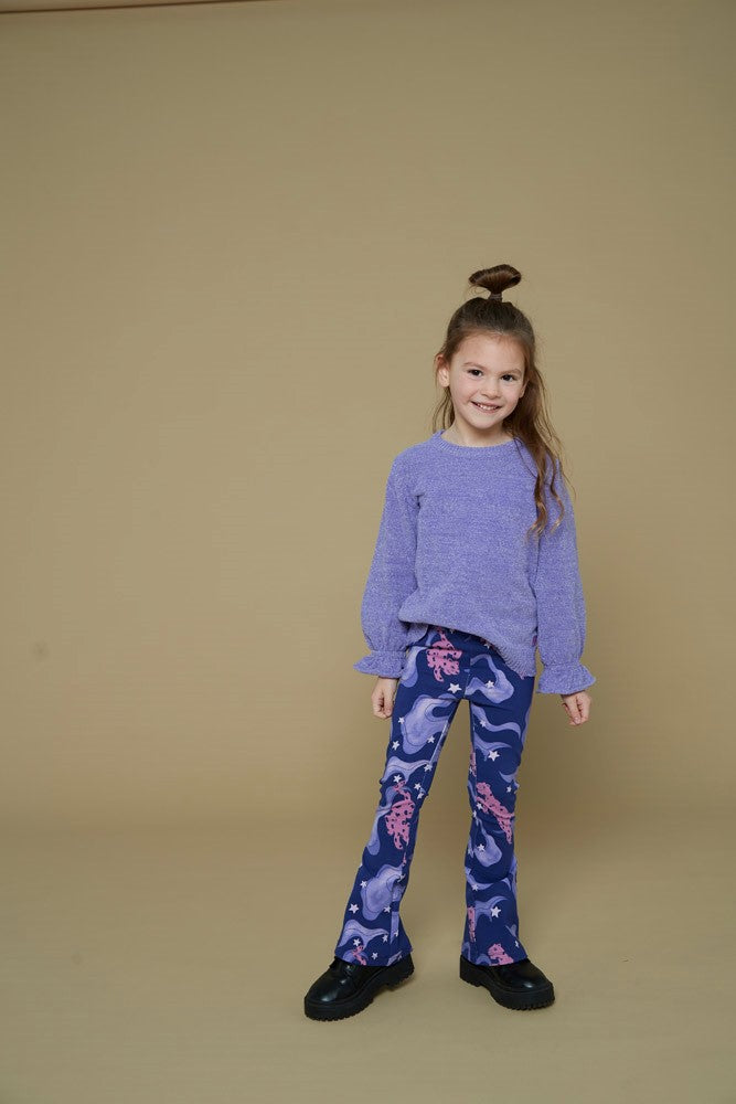 Jubel - Flare pants with Indigo Wild Soul pattern